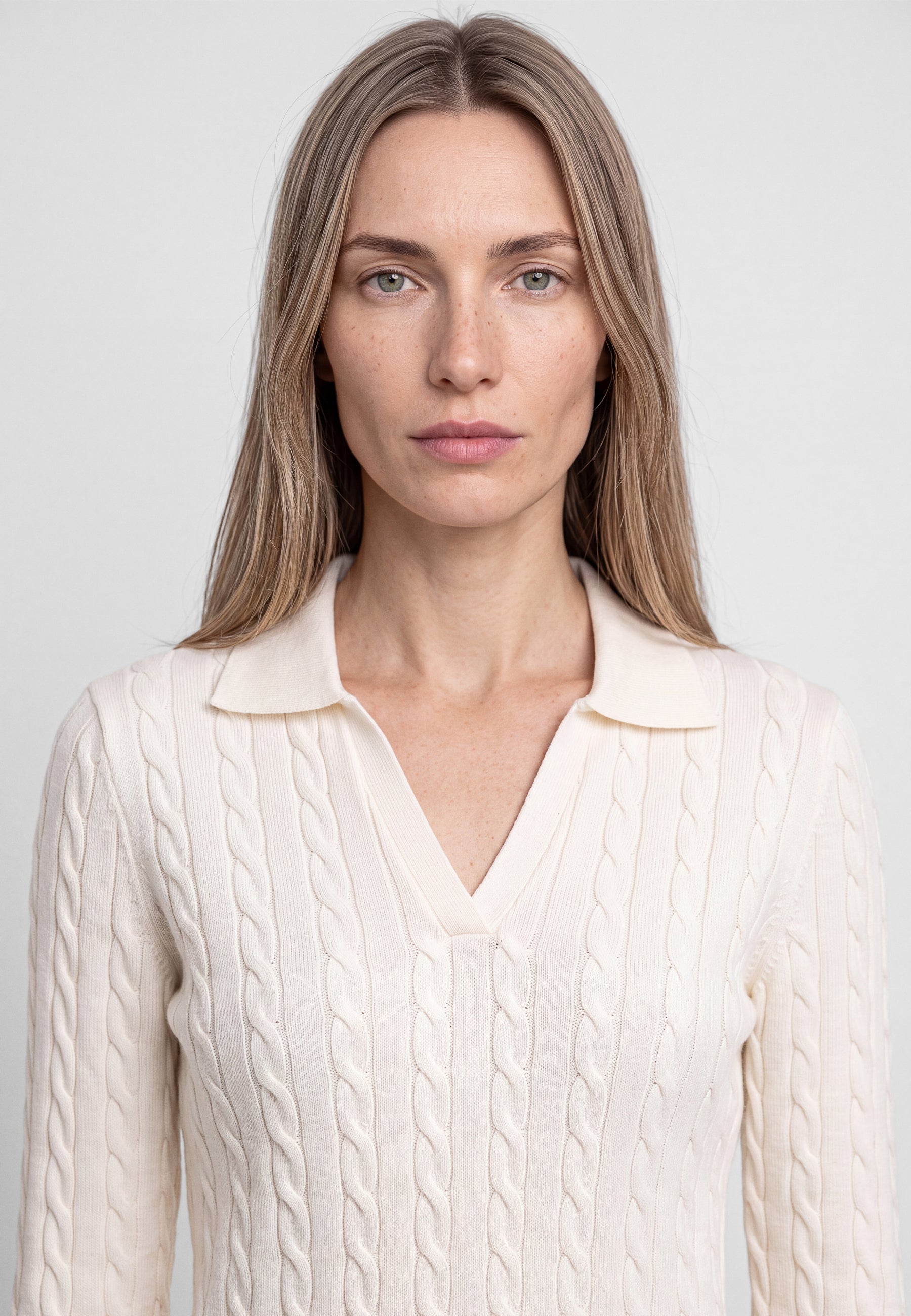 Pullover Polo in Antique White