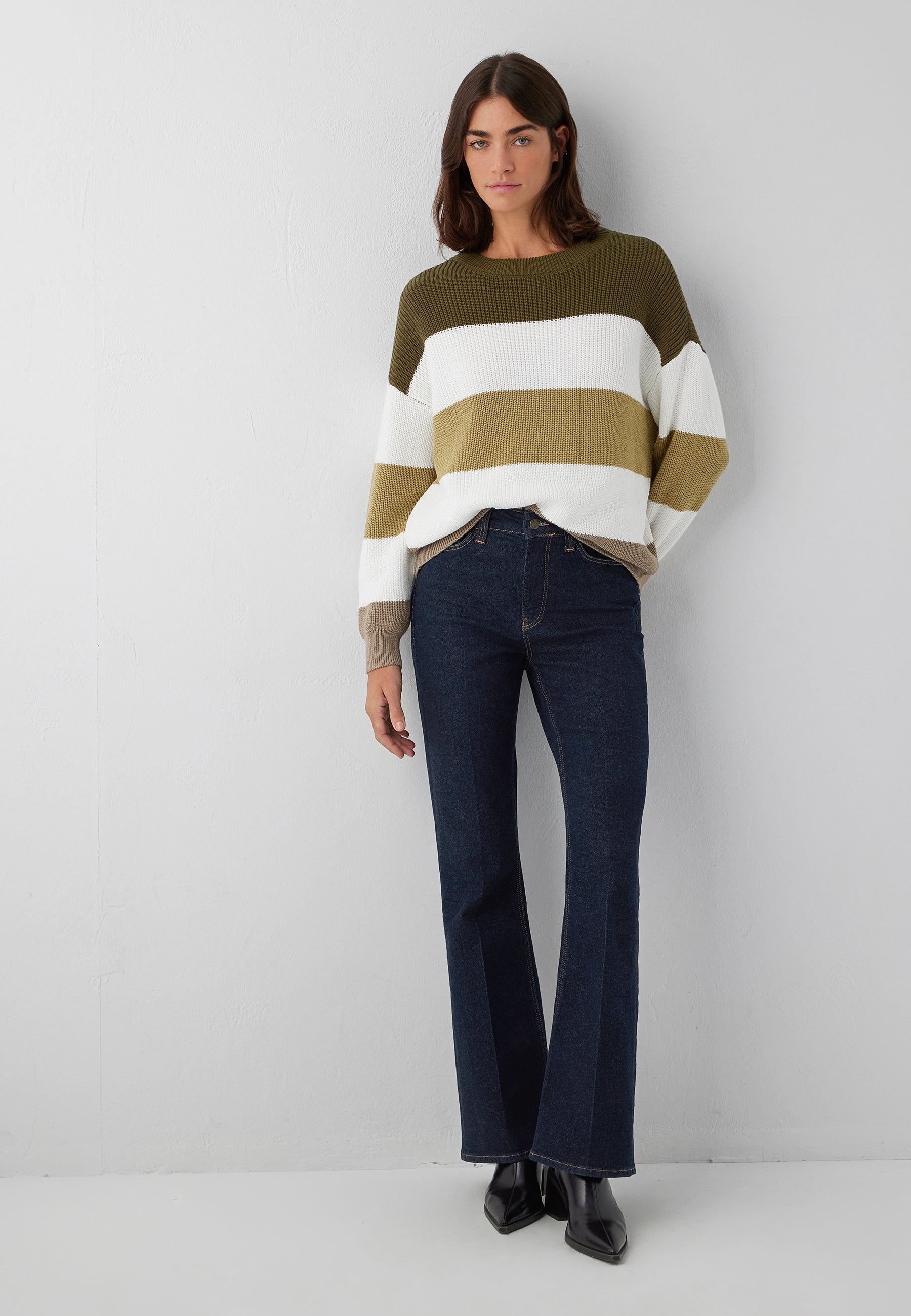 Pullover Striped in Dark Olive Pullover Mavi