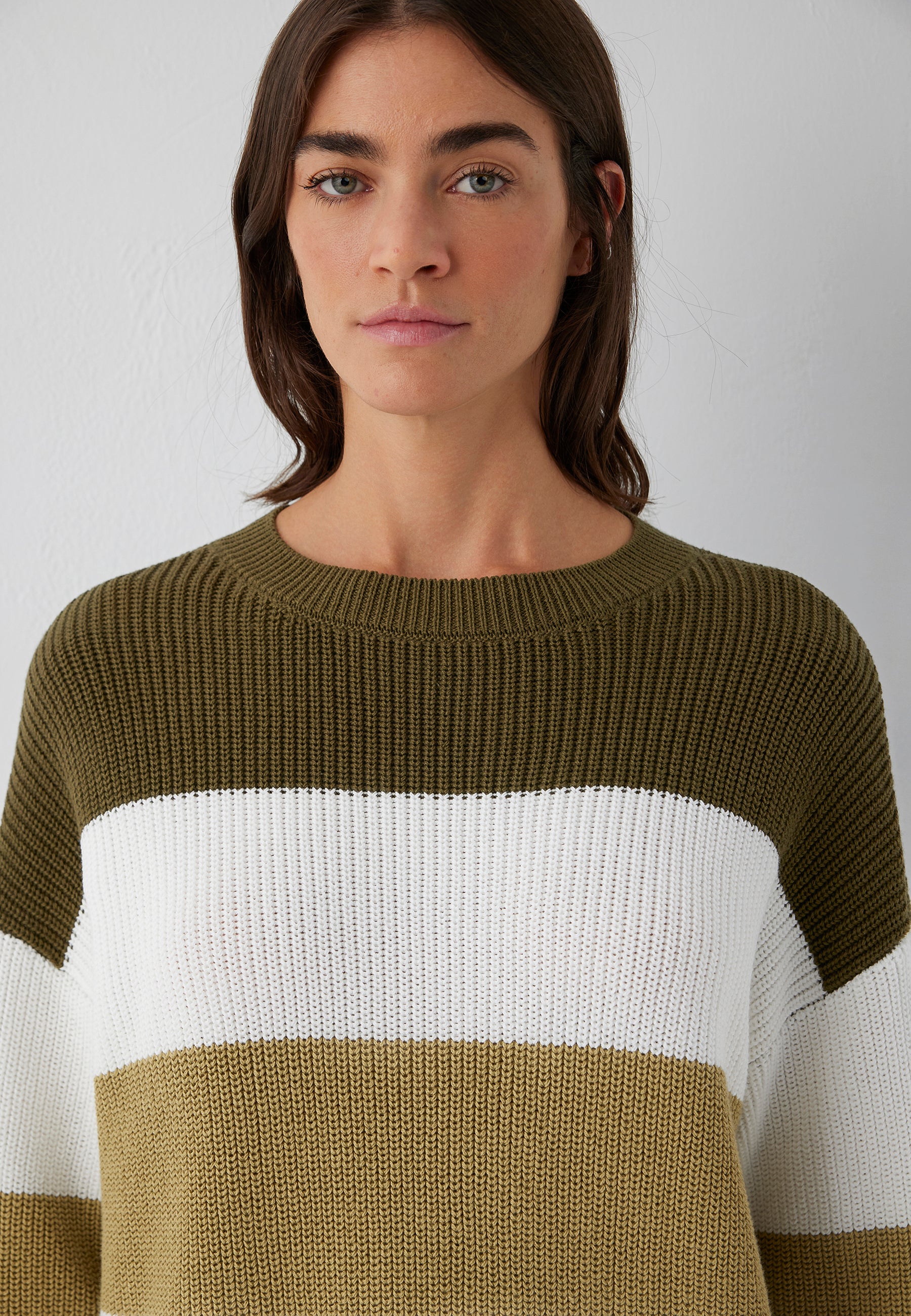 Pullover Striped in Dark Olive Pullover Mavi