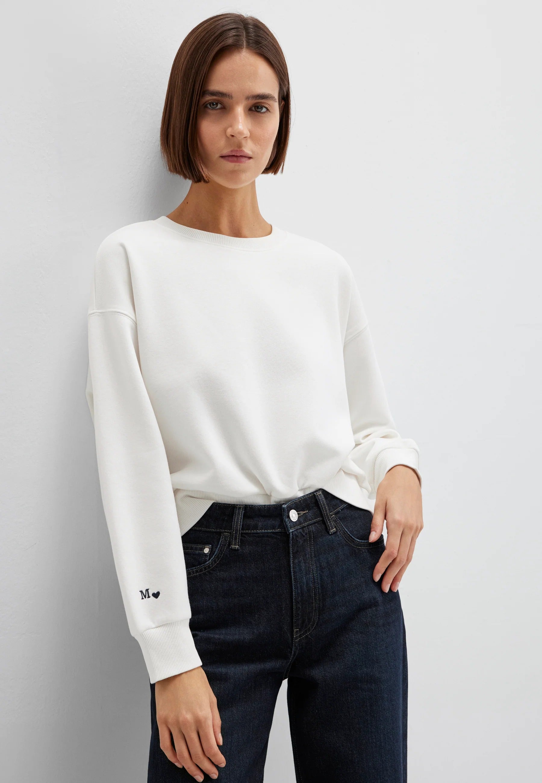 Crew Neck Sweatshirt in Antique White
