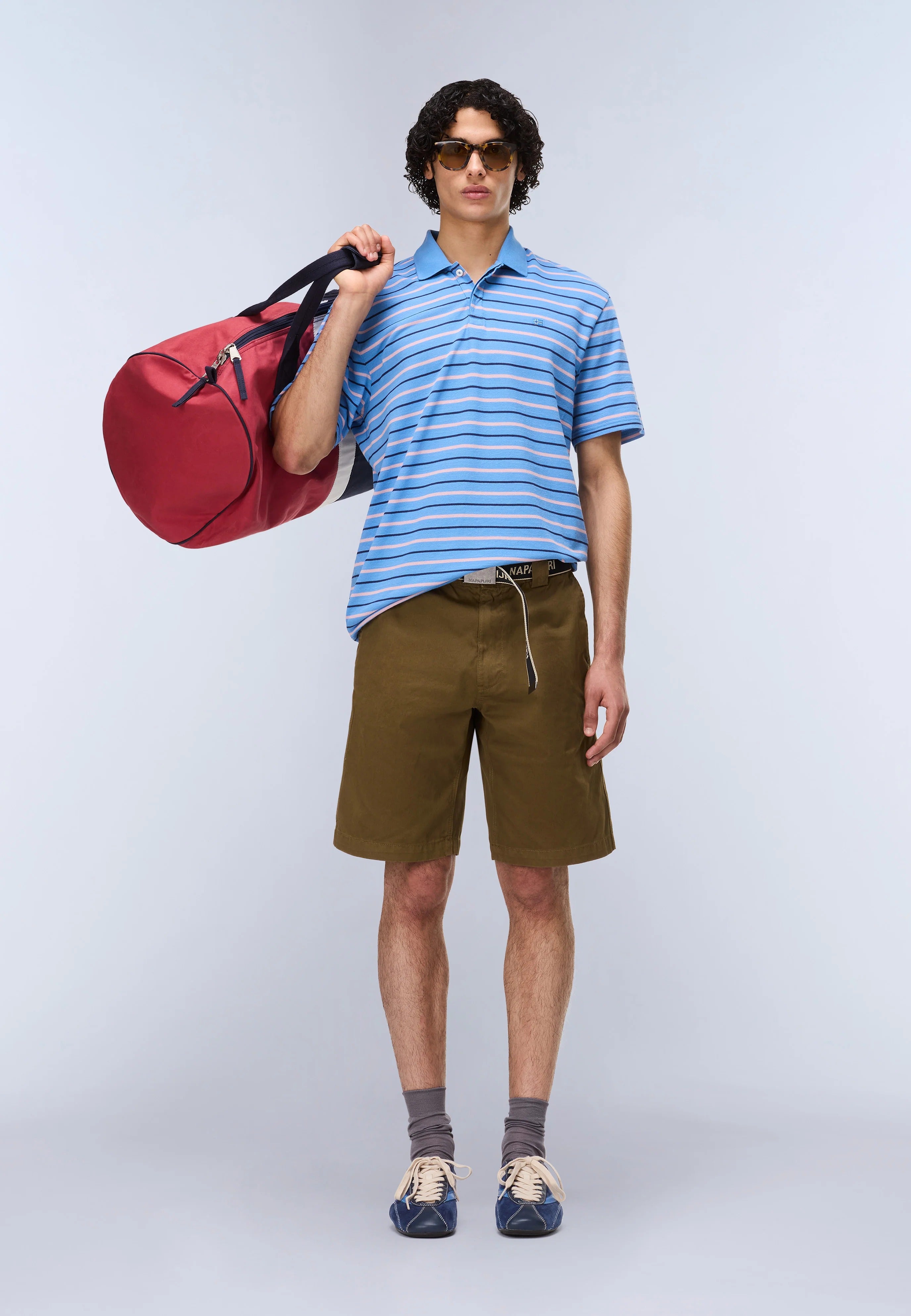 Polo E-HIKARI SS in Stripe Blue T-Shirts Napapijri