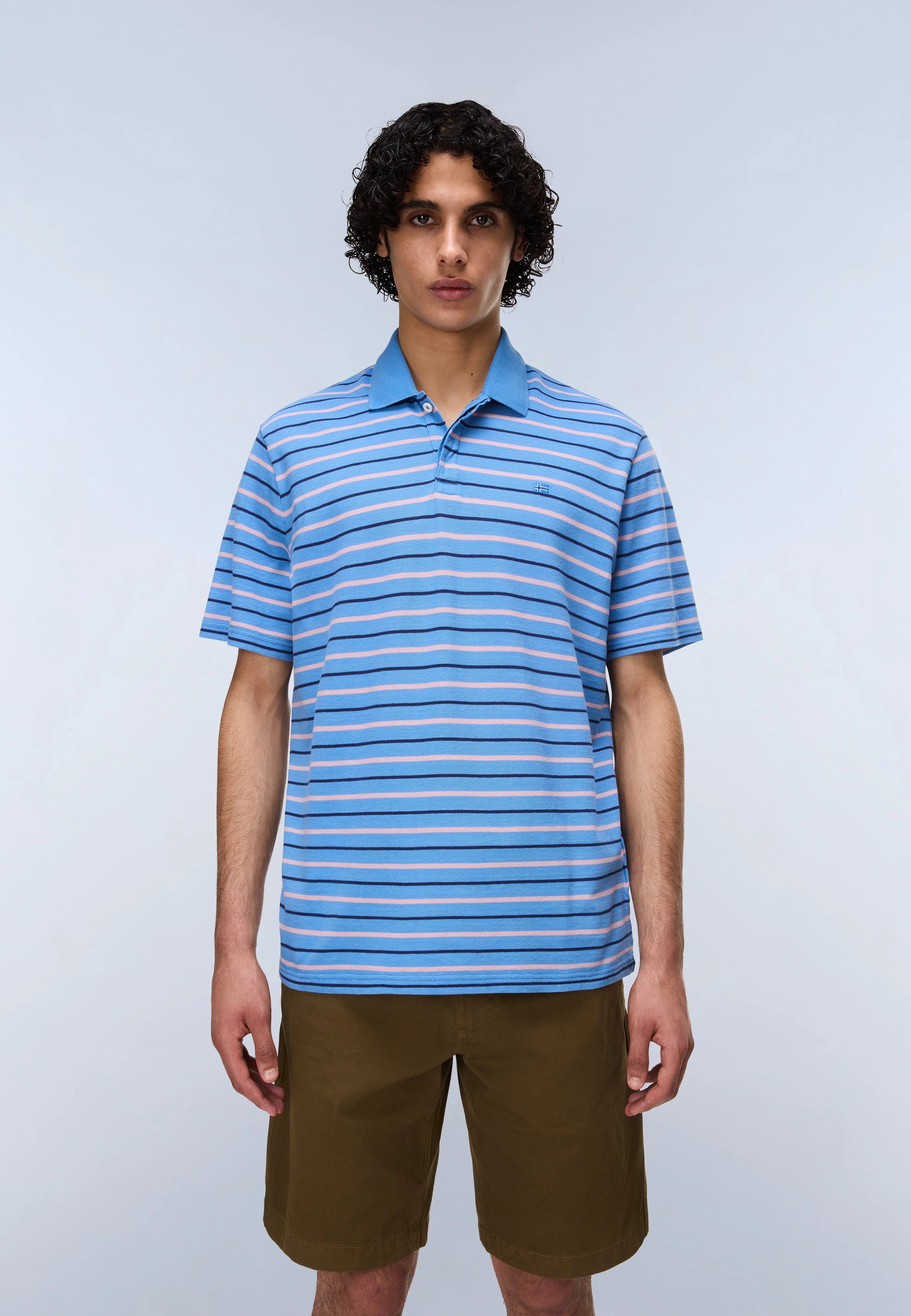 Polo E-HIKARI SS in Stripe Blue T-Shirts Napapijri