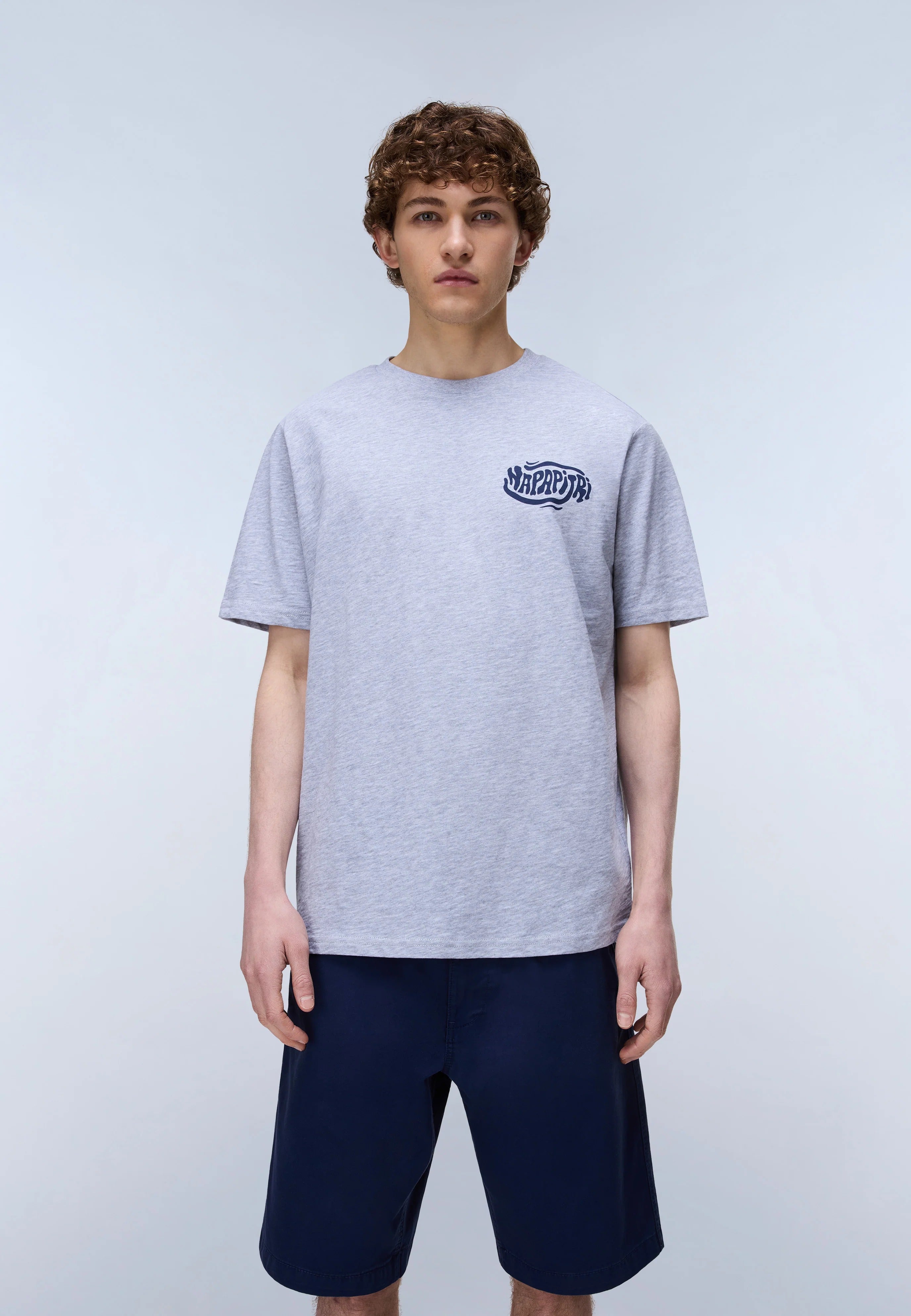 T-Shirt S-ELIOR SS in Grey Melange T-Shirts Napapijri