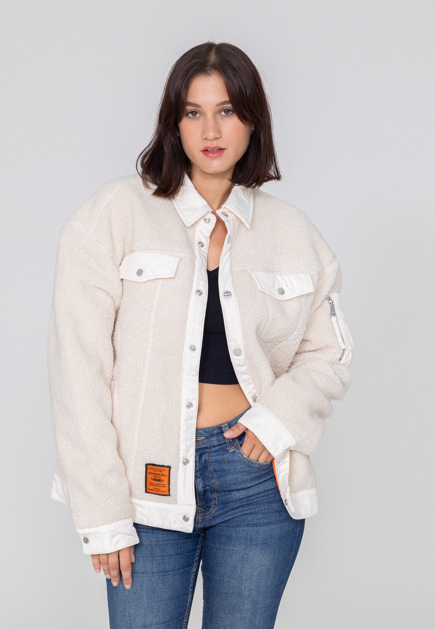 Saratoga U Sherpajacke in Cream Jacken Bombers Original   