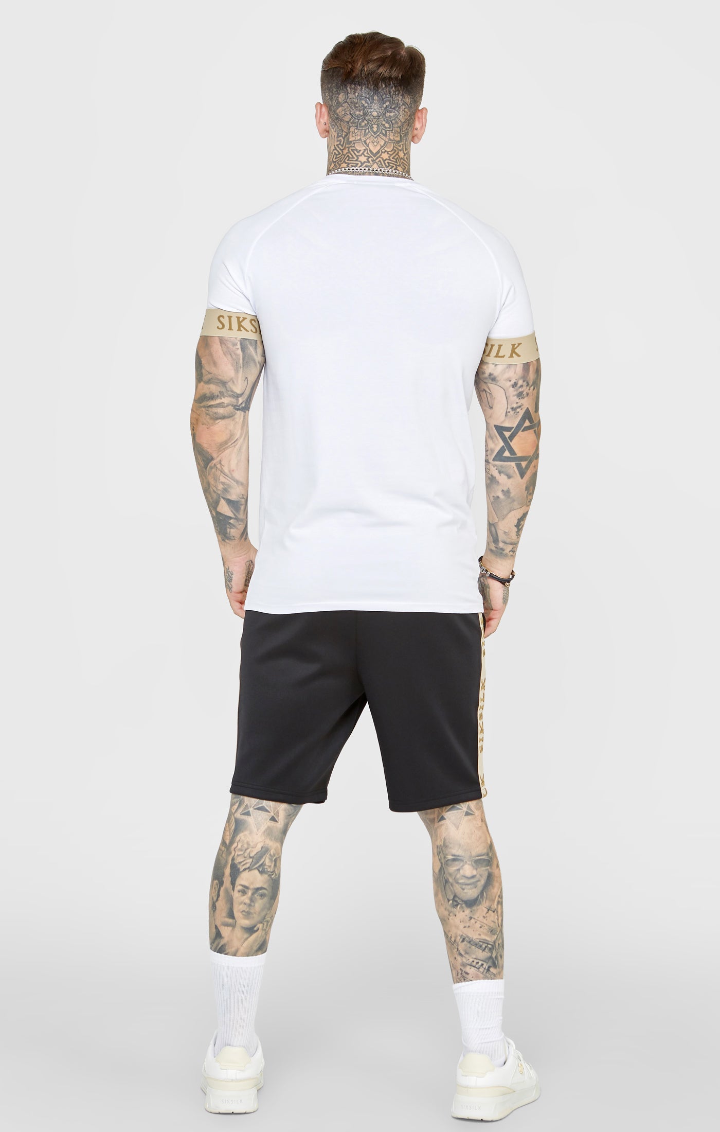 Crest Elasticated Cuff T-Shirt in White T-Shirts SikSilk   