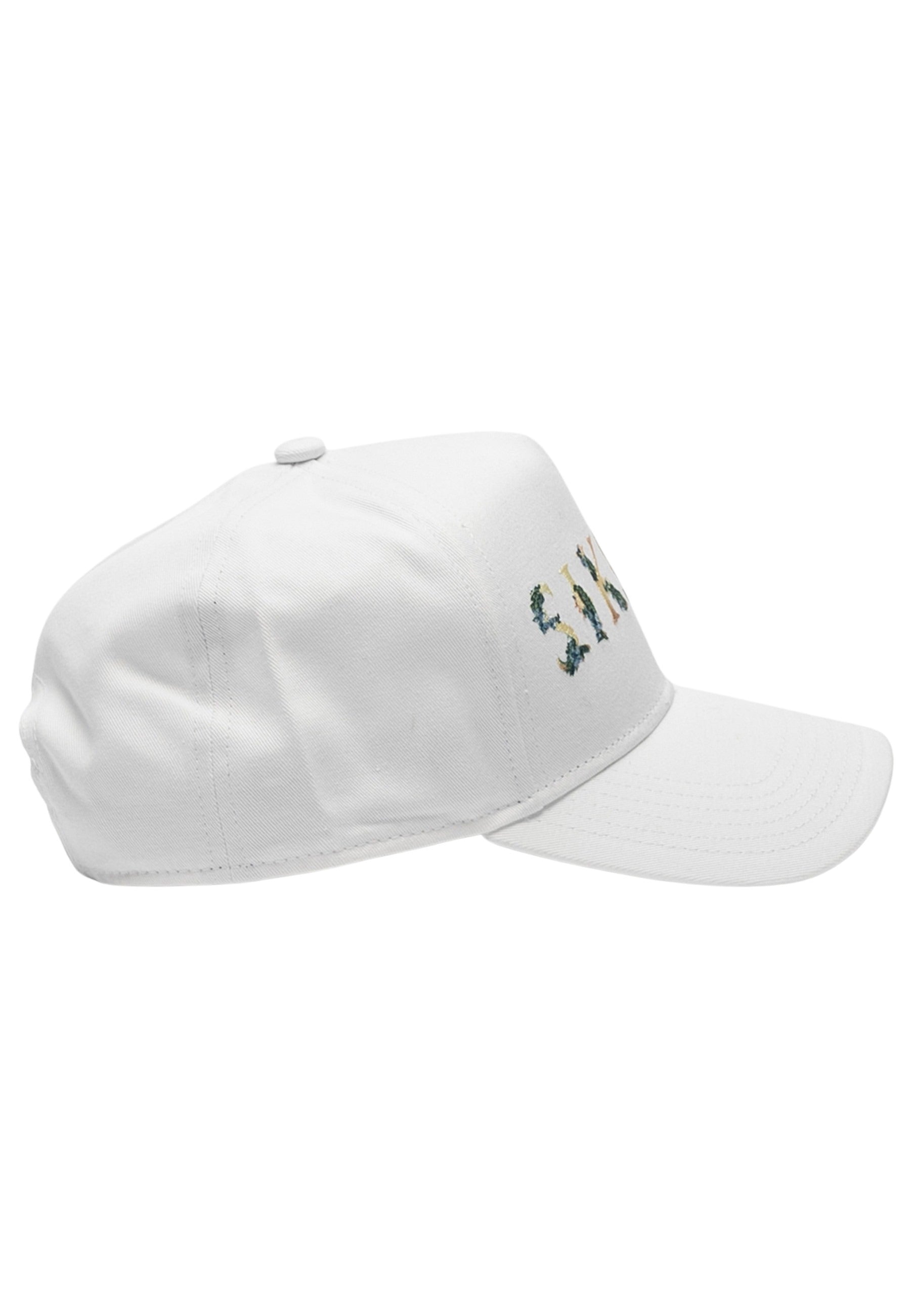 Floral Embroidery Trucker Cap in White Caps SikSilk   