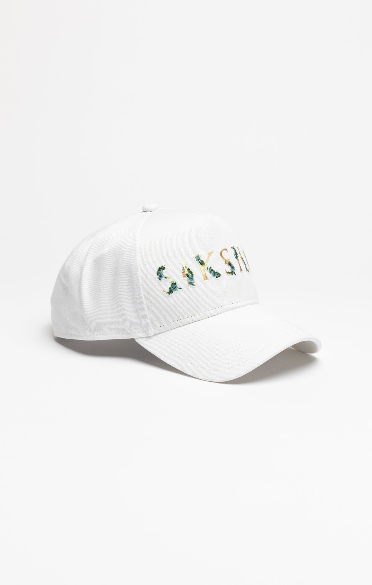 Floral Embroidery Trucker Cap in White Caps SikSilk   