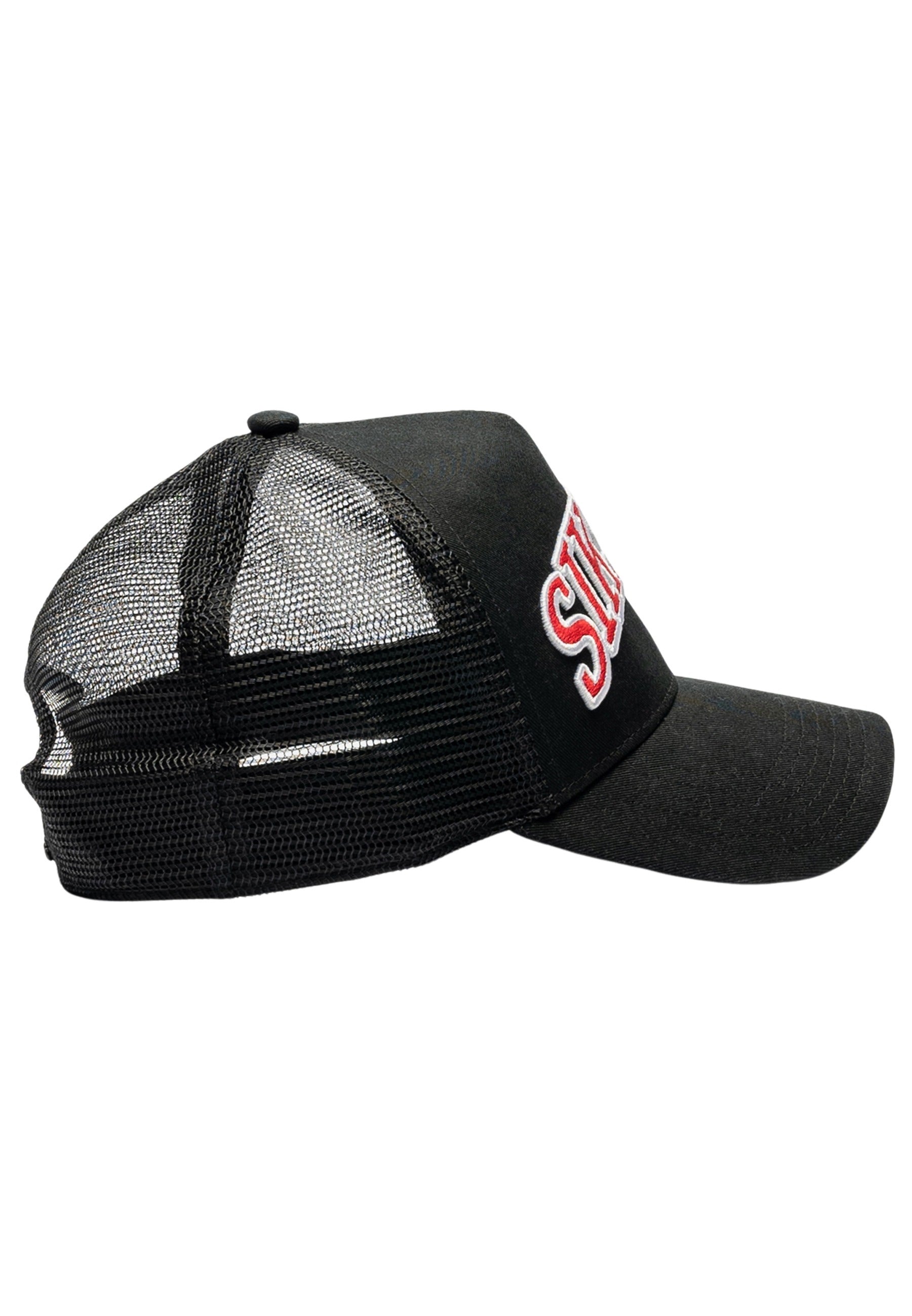 Mesh Shadow Logo Trucker Cap in Black Caps SikSilk   