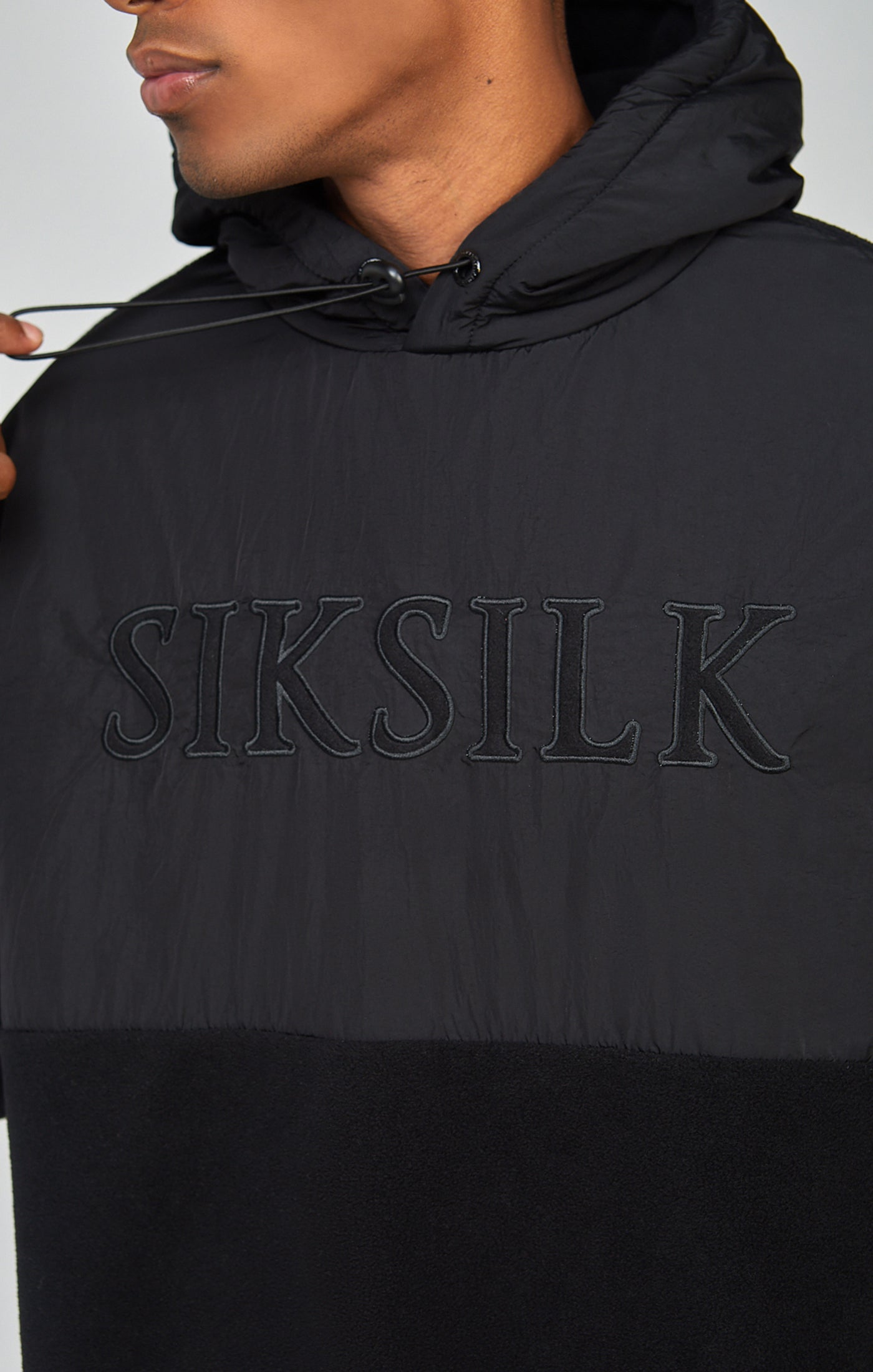 Polar Fleece Cut & Sew Overhead Hoodie in Black Sweatshirts SikSilk   