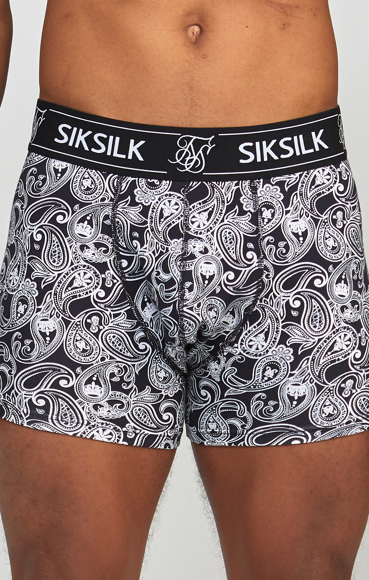 3 Pack Paisley Boxer Shorts in Black Unterwäsche SikSilk   