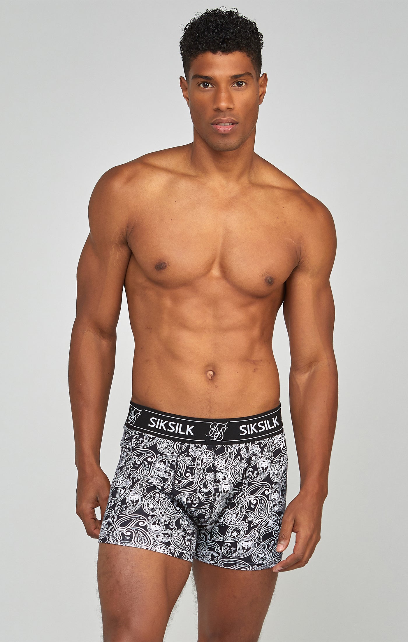 3 Pack Paisley Boxer Shorts in Black Unterwäsche SikSilk   