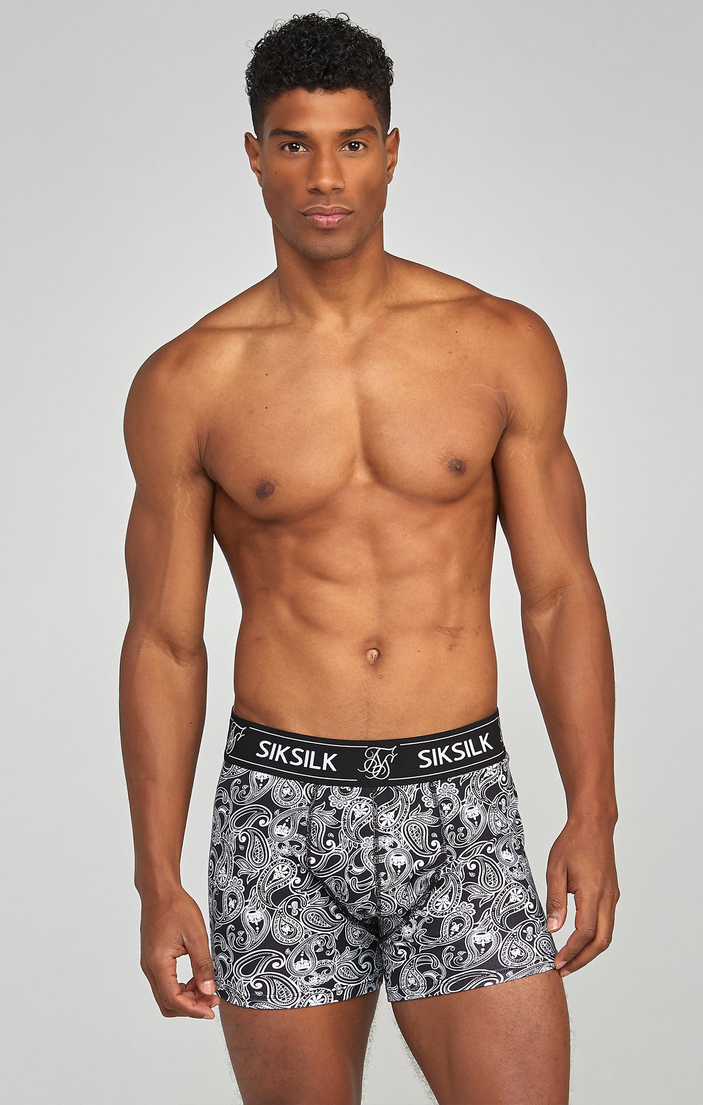 3 Pack Paisley Boxer Shorts in Black Unterwäsche SikSilk   