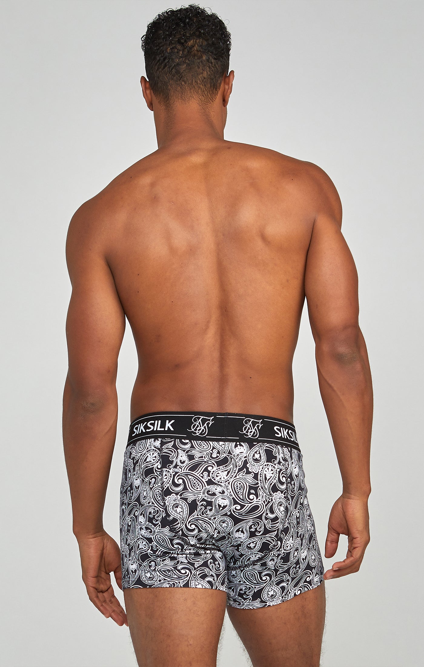 3 Pack Paisley Boxer Shorts in Black Unterwäsche SikSilk   