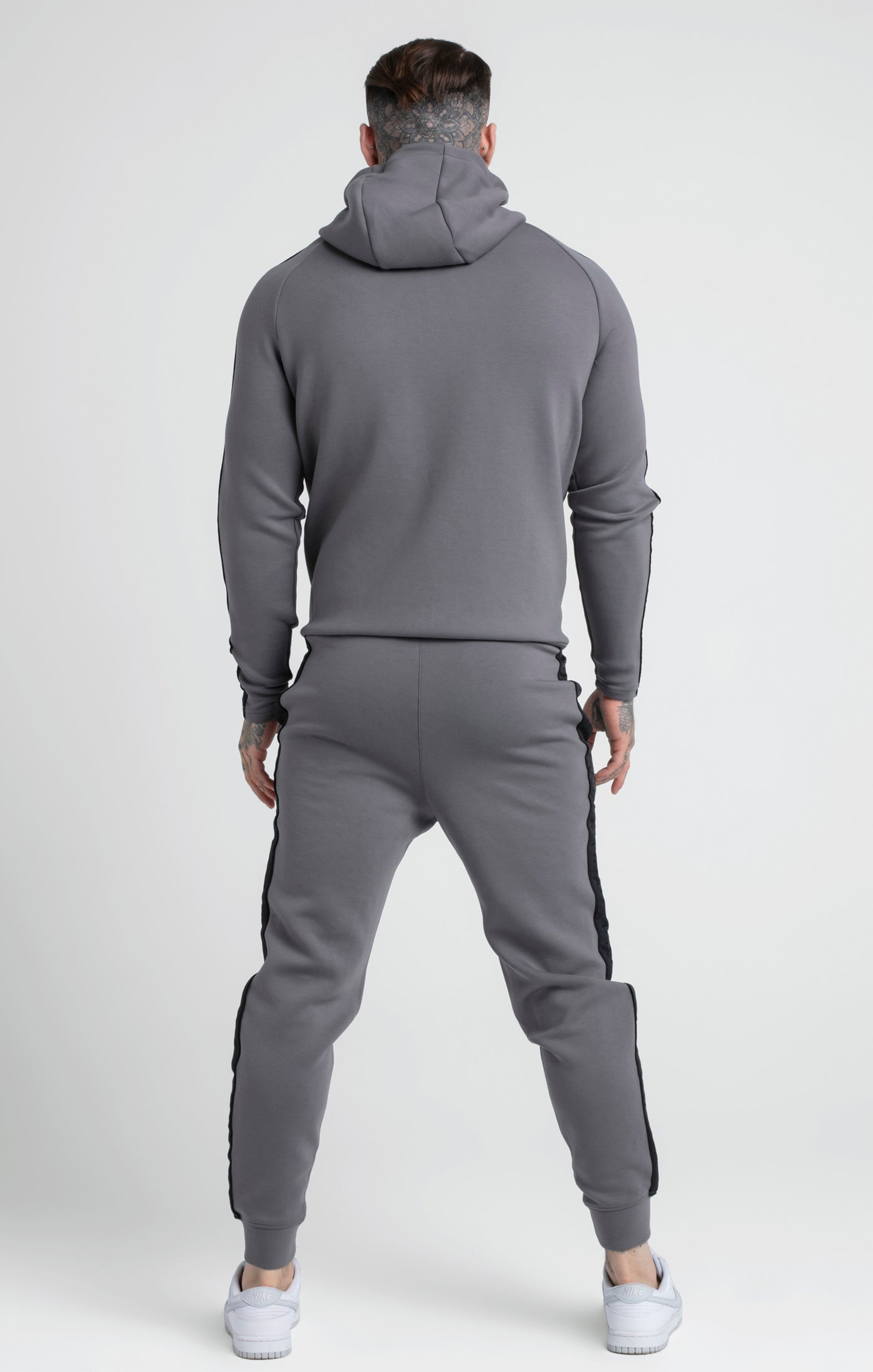 Taped Zip Thru Hoodie & Jogger Set in Grey Sets SikSilk   