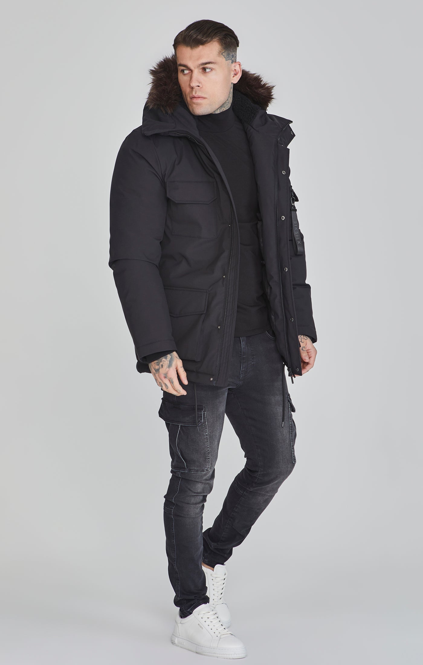 Parka in Black Jacken SikSilk   