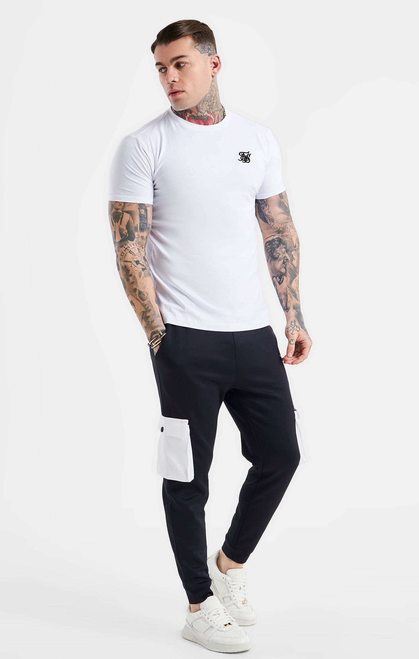 Essential Short Sleeve Muscle Fit T-Shirt in White T-Shirts SikSilk   
