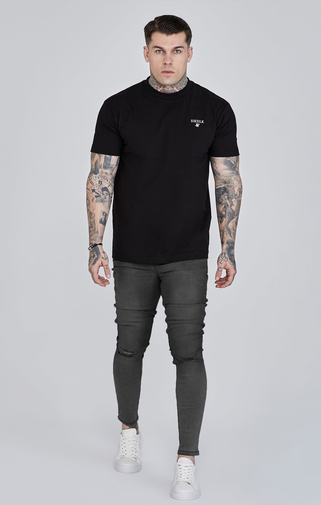 Distressed Skinny Jeans in Grey Jeans SikSilk   