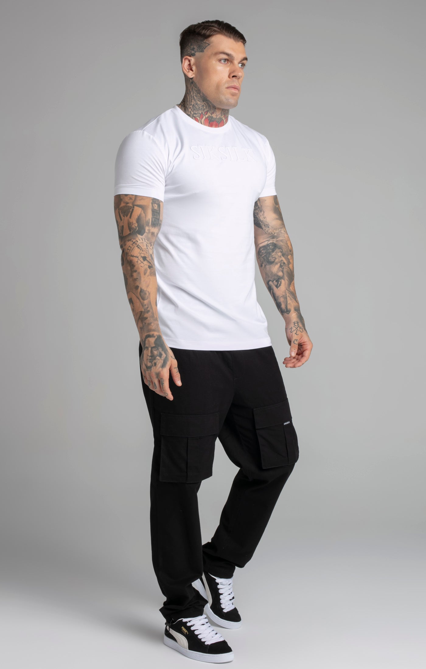 Muscle Fit T-Shirt in White T-Shirts SikSilk   