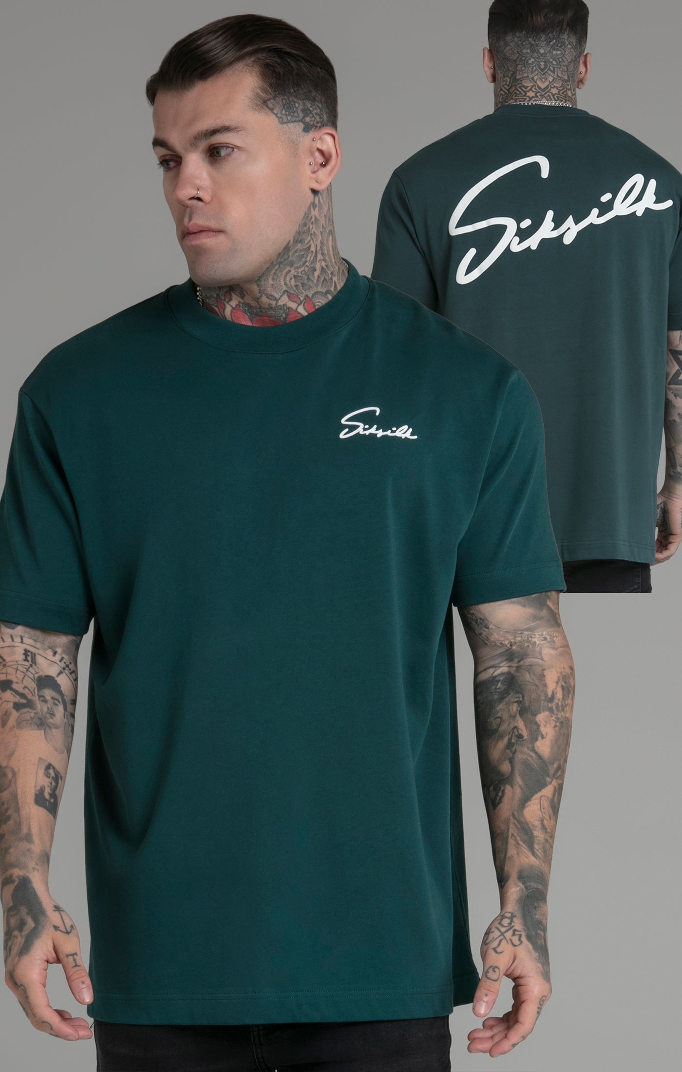 Script T-Shirt in Green T-Shirts SikSilk   