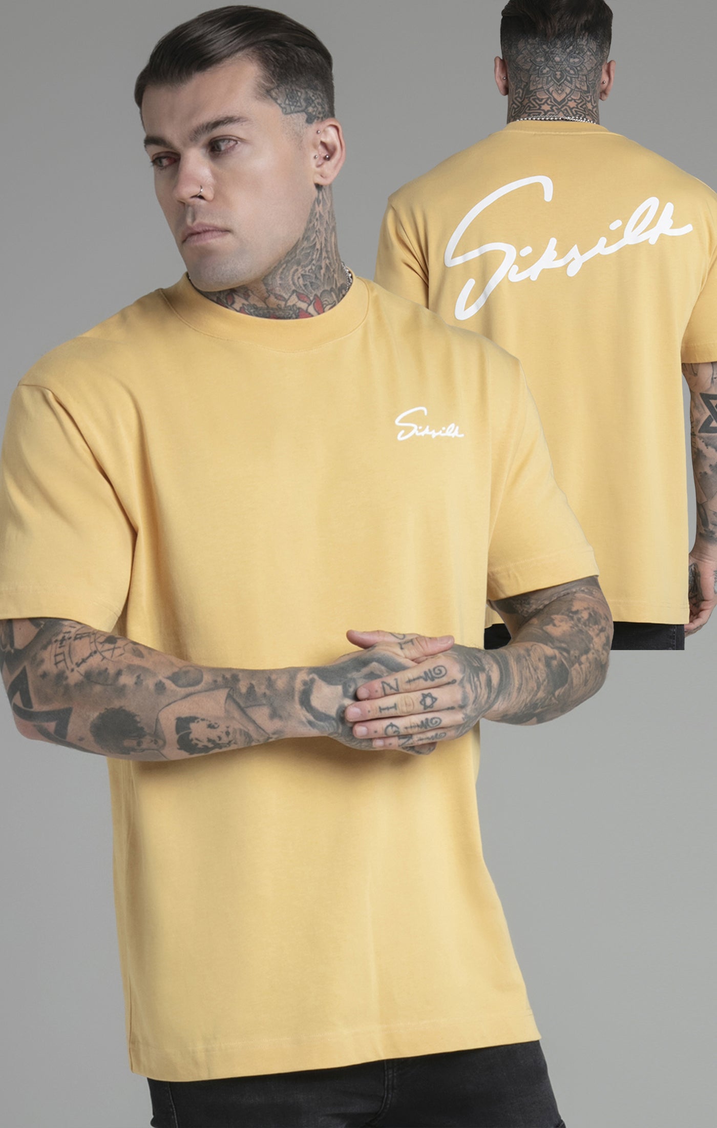 Script T-Shirt in Yellow T-Shirts SikSilk   