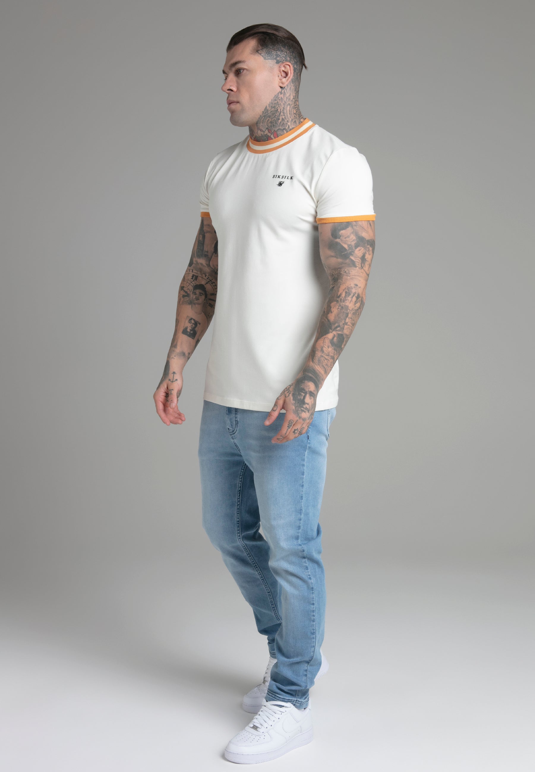 Ringer T-Shirt in Ecru T-Shirts SikSilk   