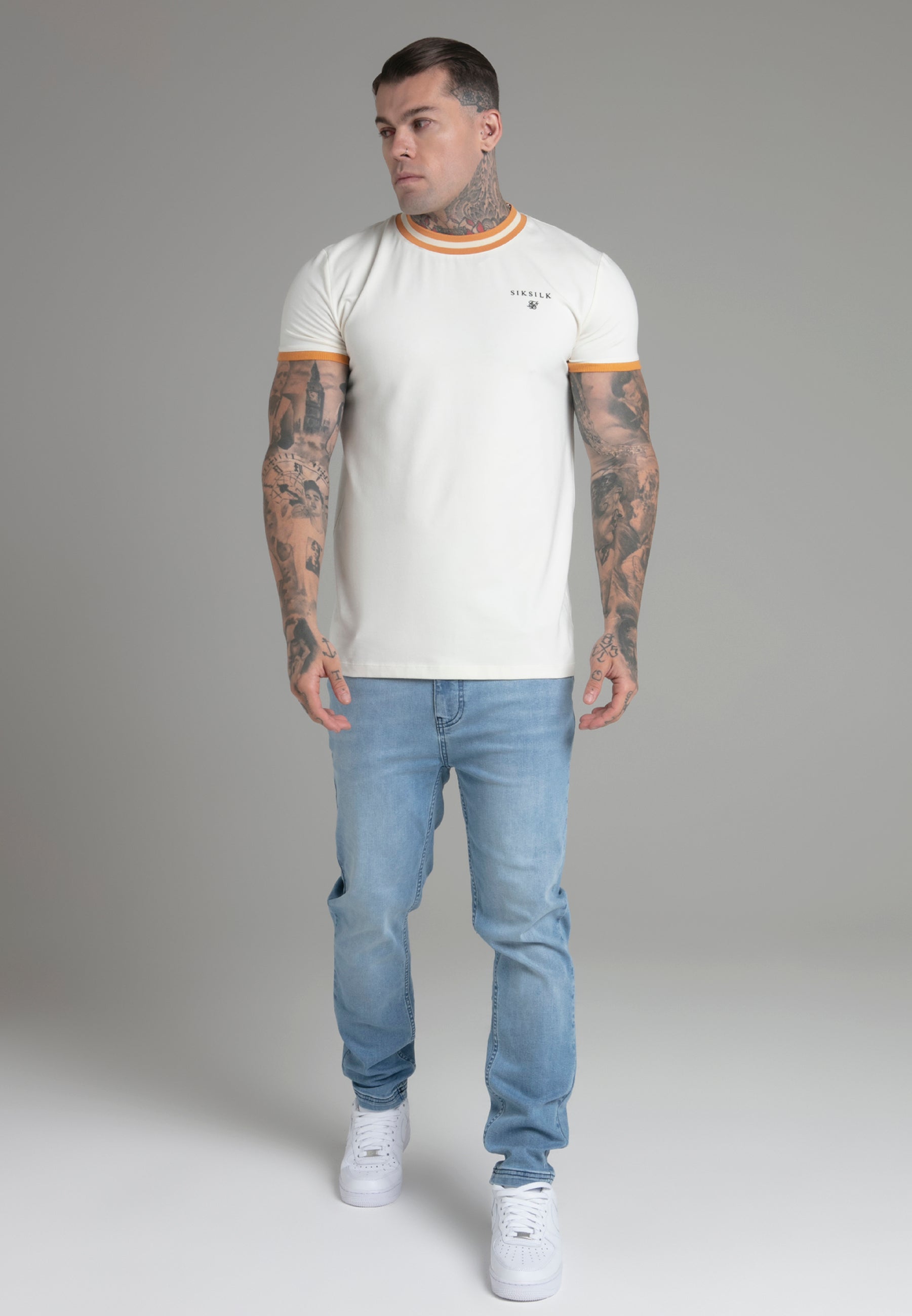 Ringer T-Shirt in Ecru T-Shirts SikSilk   