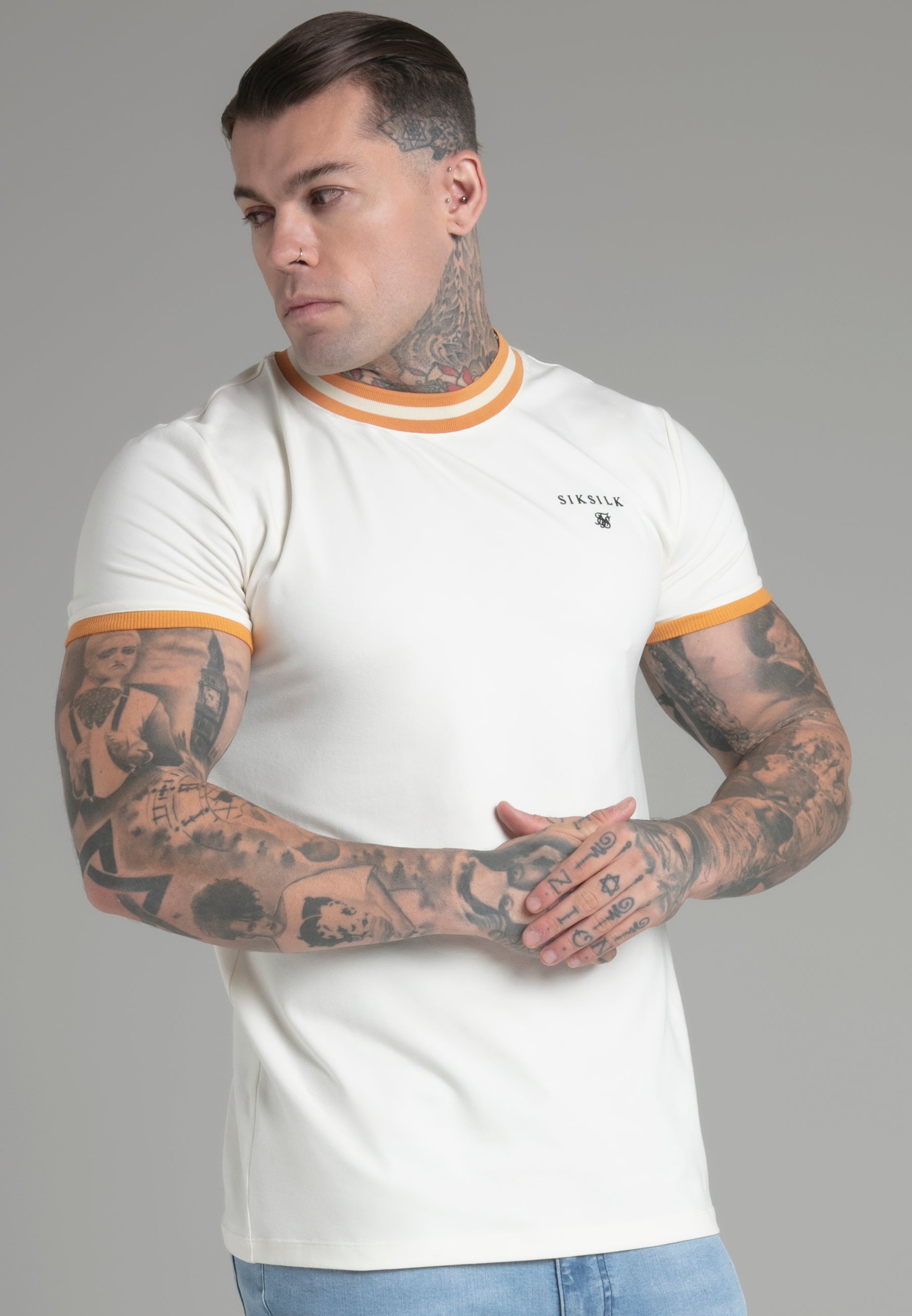 Ringer T-Shirt in Ecru T-Shirts SikSilk   