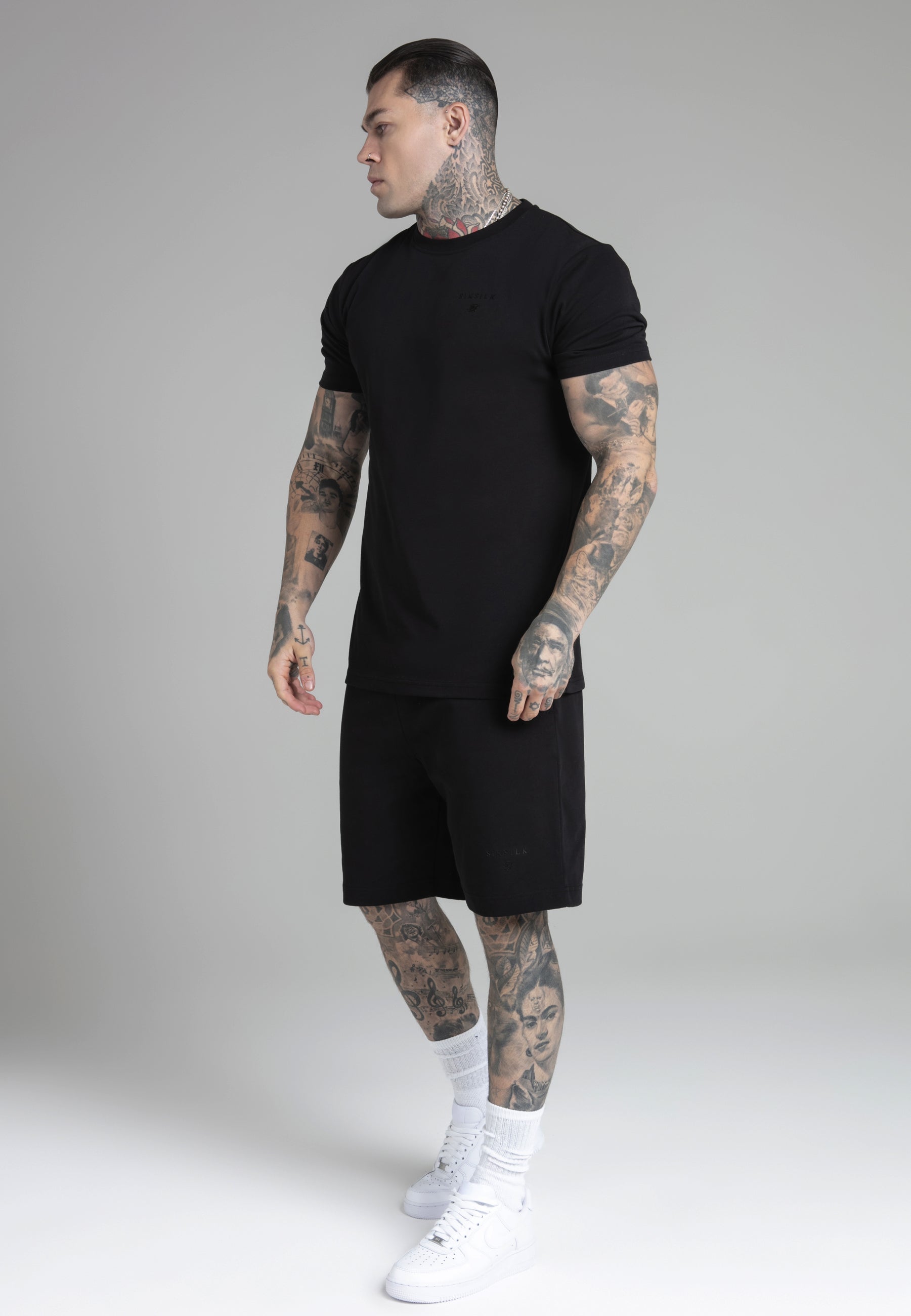 T-Shirt and Shorts Set in Black Sets SikSilk   