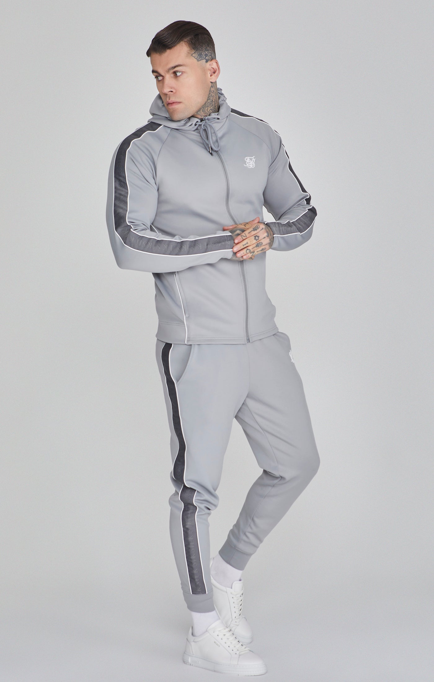 Hoodie and Joggers Set in Grey Sets SikSilk   