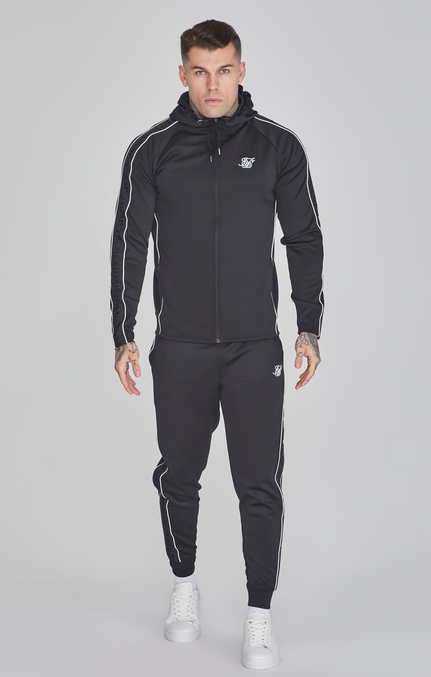 Hoodie and Joggers Set in Black Sets SikSilk   