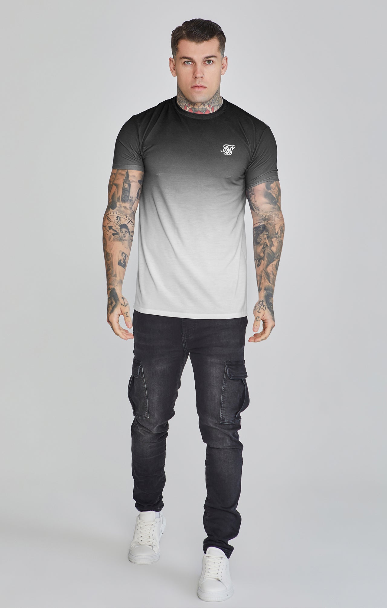 Fade T-Shirt in Black, Grey T-Shirts SikSilk   