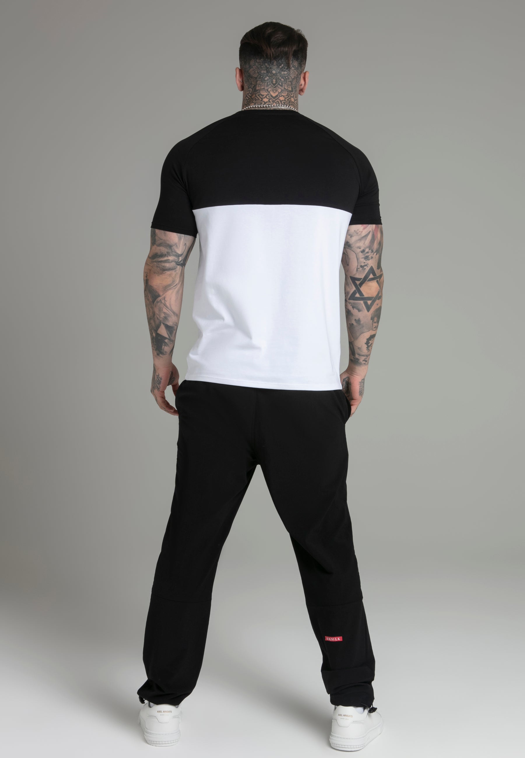 Cut and Sew T-Shirt in Black, White T-Shirts SikSilk   