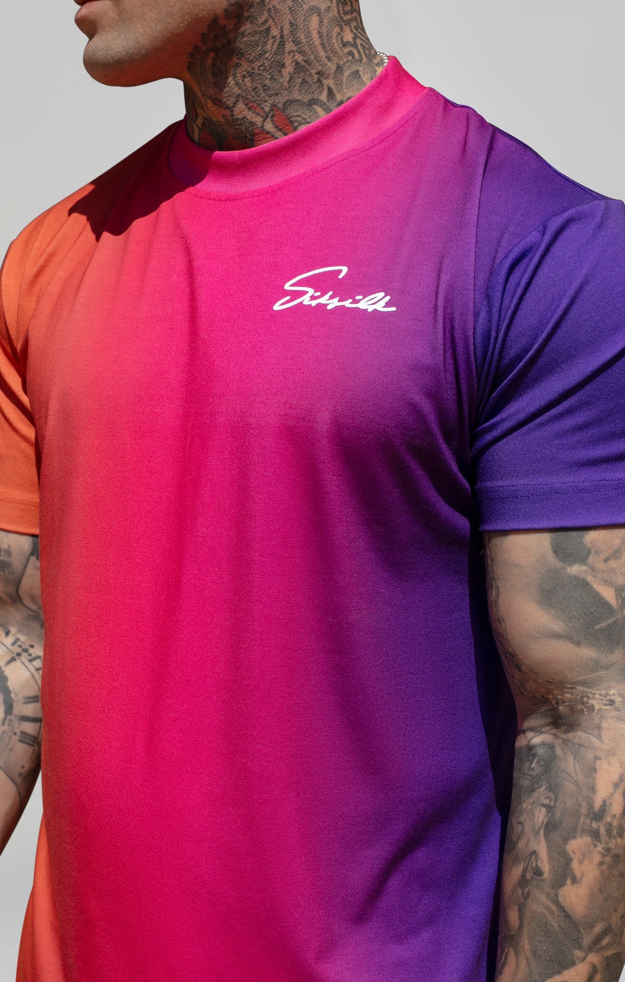 Script Fade T-Shirt in Pink, Purple T-Shirts SikSilk   