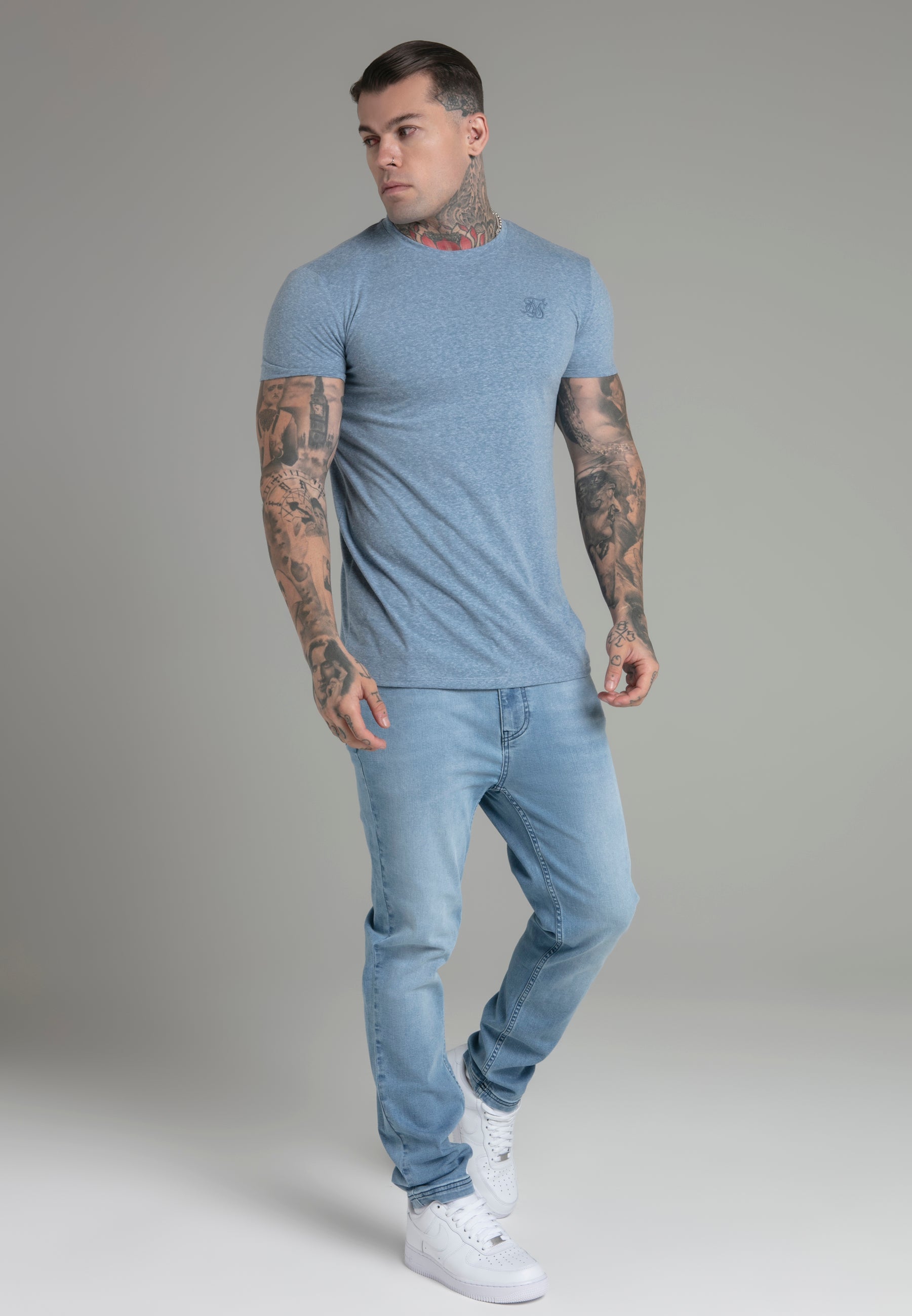 Marl T-Shirt in Blue T-Shirts SikSilk   