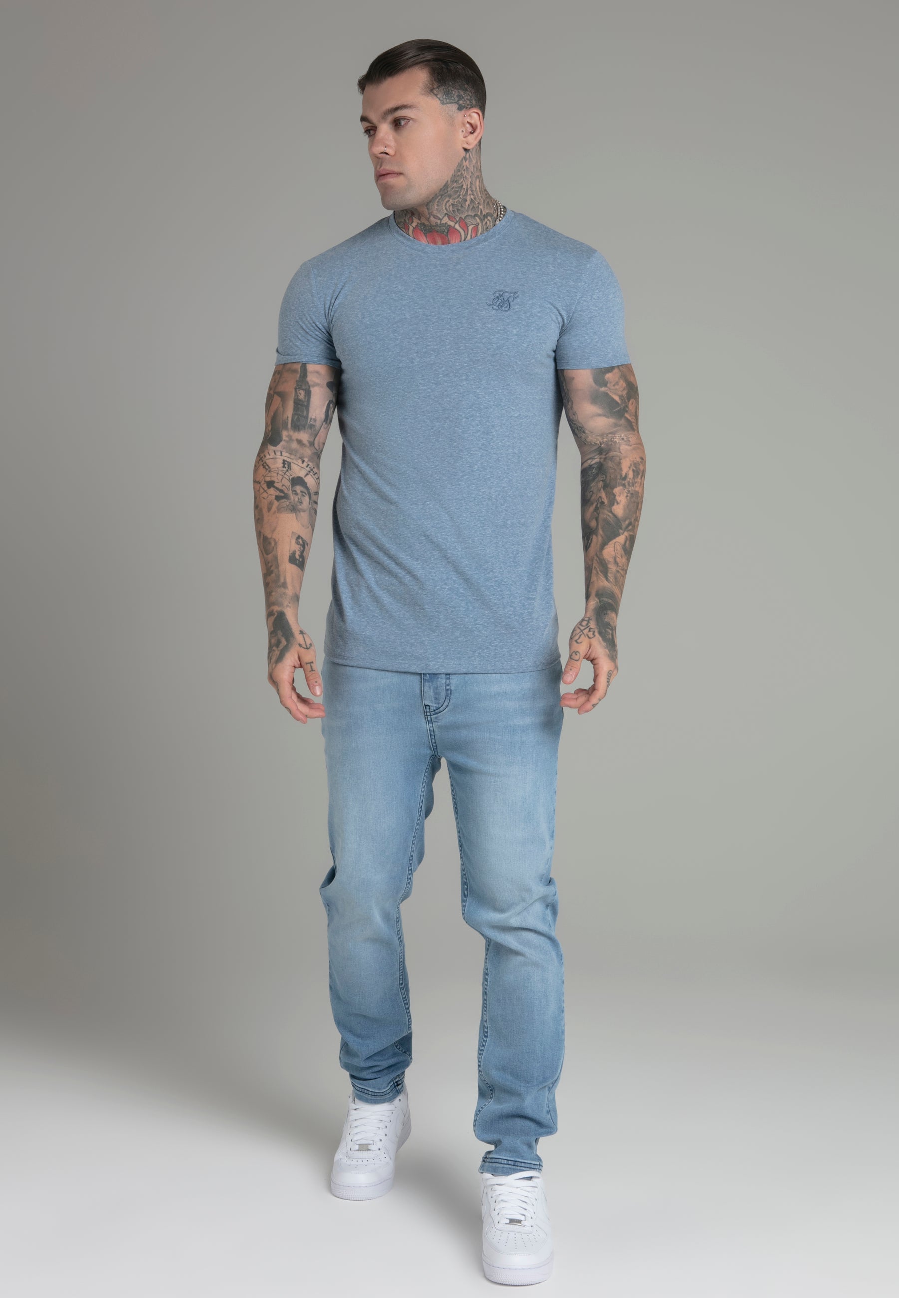 Marl T-Shirt in Blue T-Shirts SikSilk   