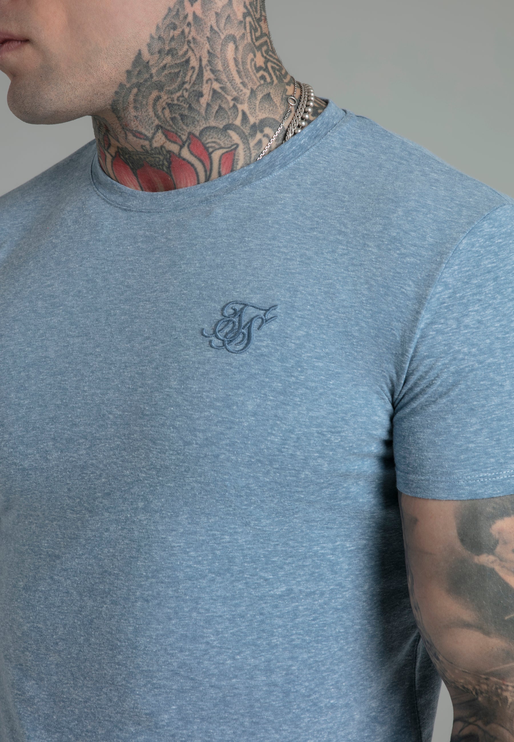 Marl T-Shirt in Blue T-Shirts SikSilk   