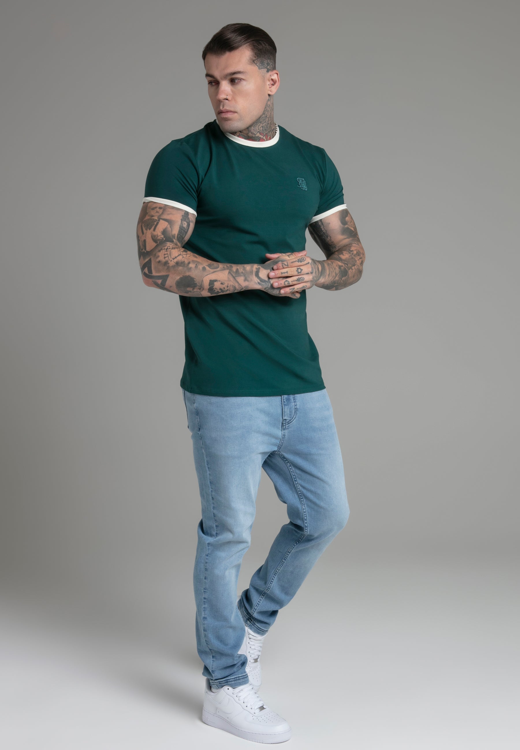 Ringer T-Shirt in Green T-Shirts SikSilk   