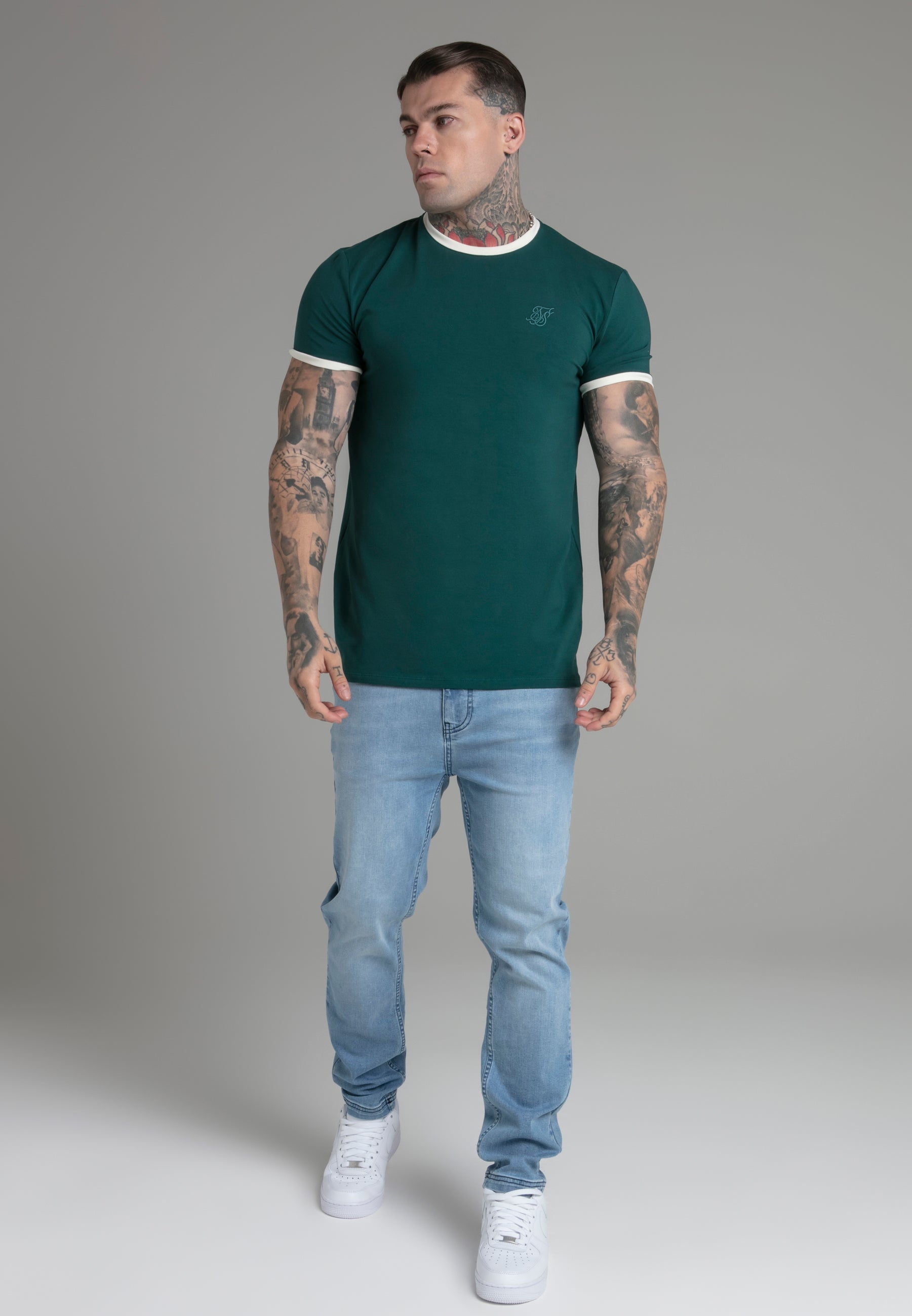 Ringer T-Shirt in Green T-Shirts SikSilk   