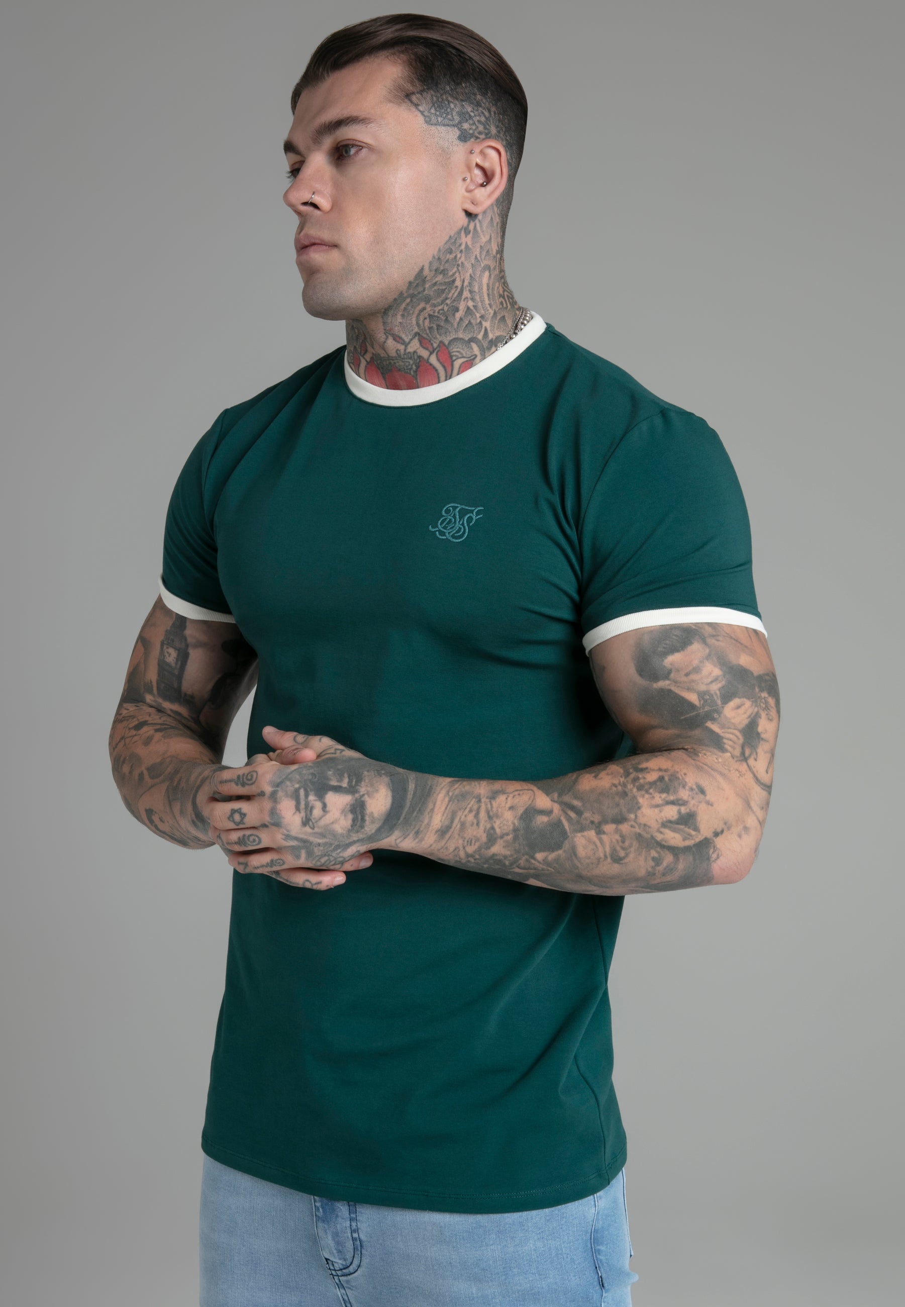 Ringer T-Shirt in Green T-Shirts SikSilk   