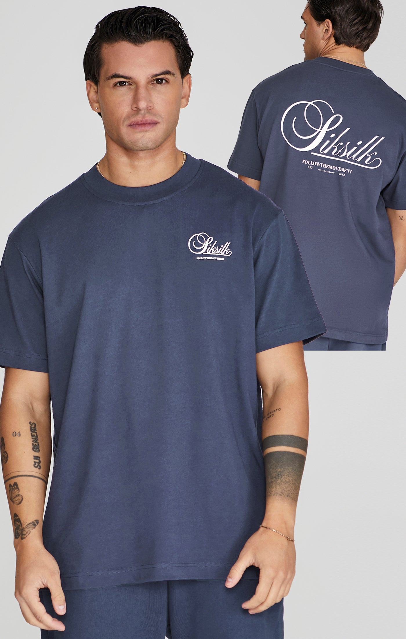 Graphic T-Shirt in Navy T-Shirts SikSilk   