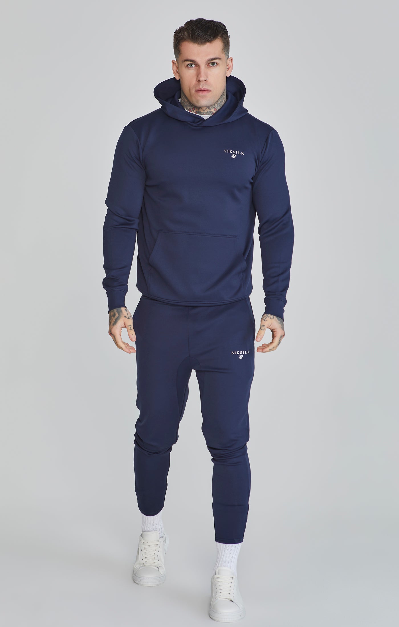 Essentials Poly Hoodie in Navy Kapuzenpullover SikSilk   