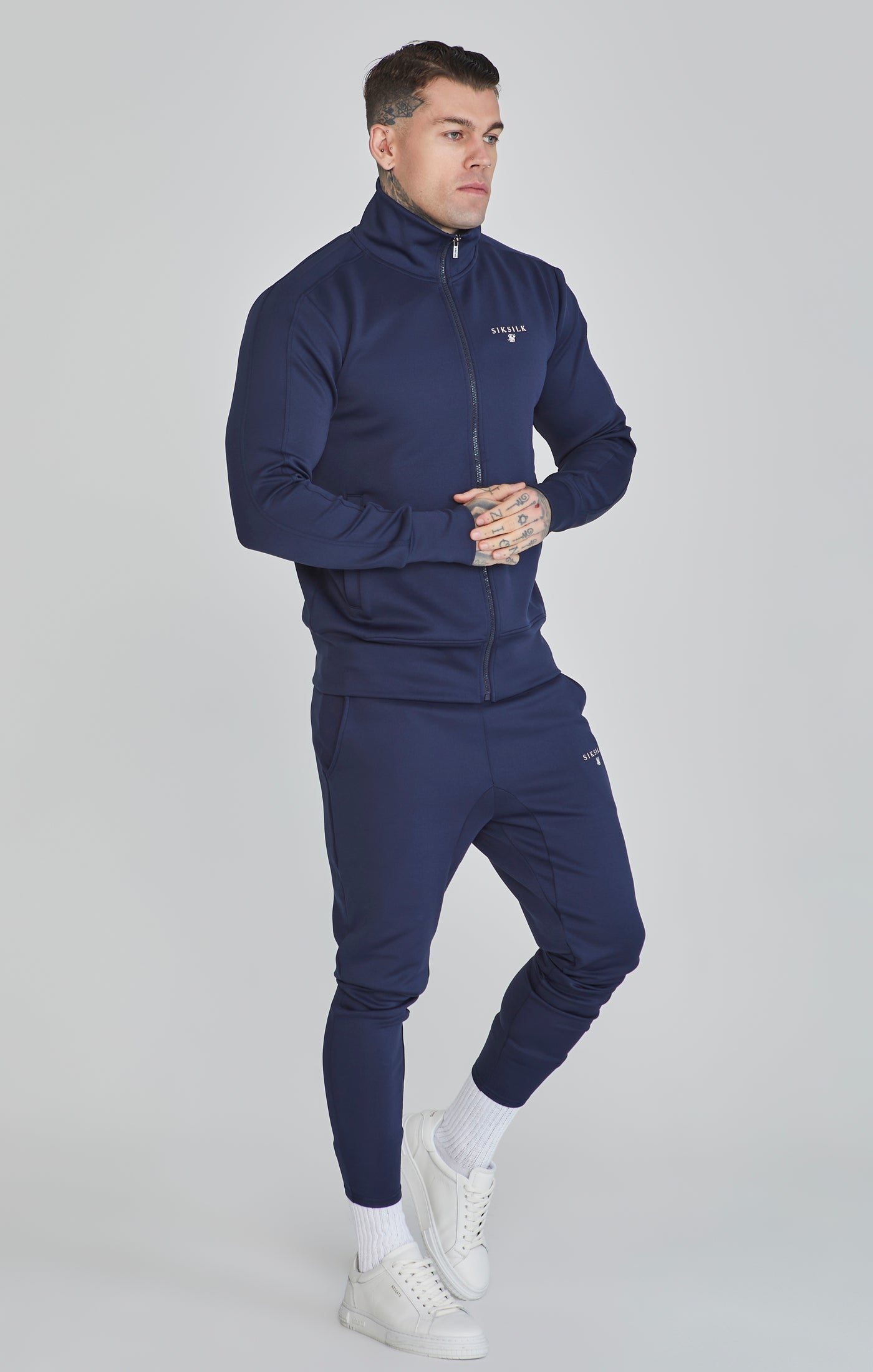 Essentials Poly Track Top in Navy Sweatjacken SikSilk   