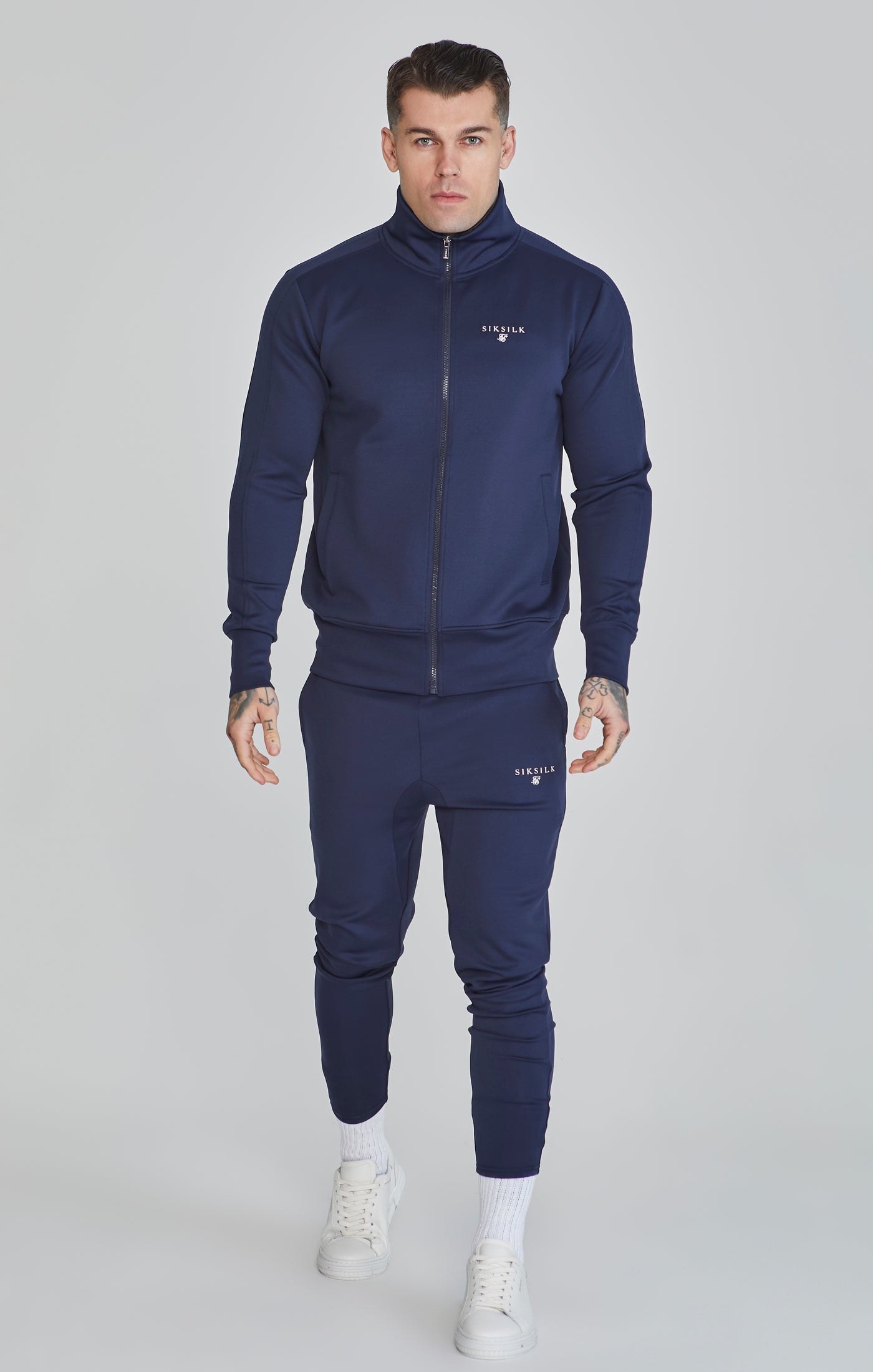 Essentials Poly Track Top in Navy Sweatjacken SikSilk   