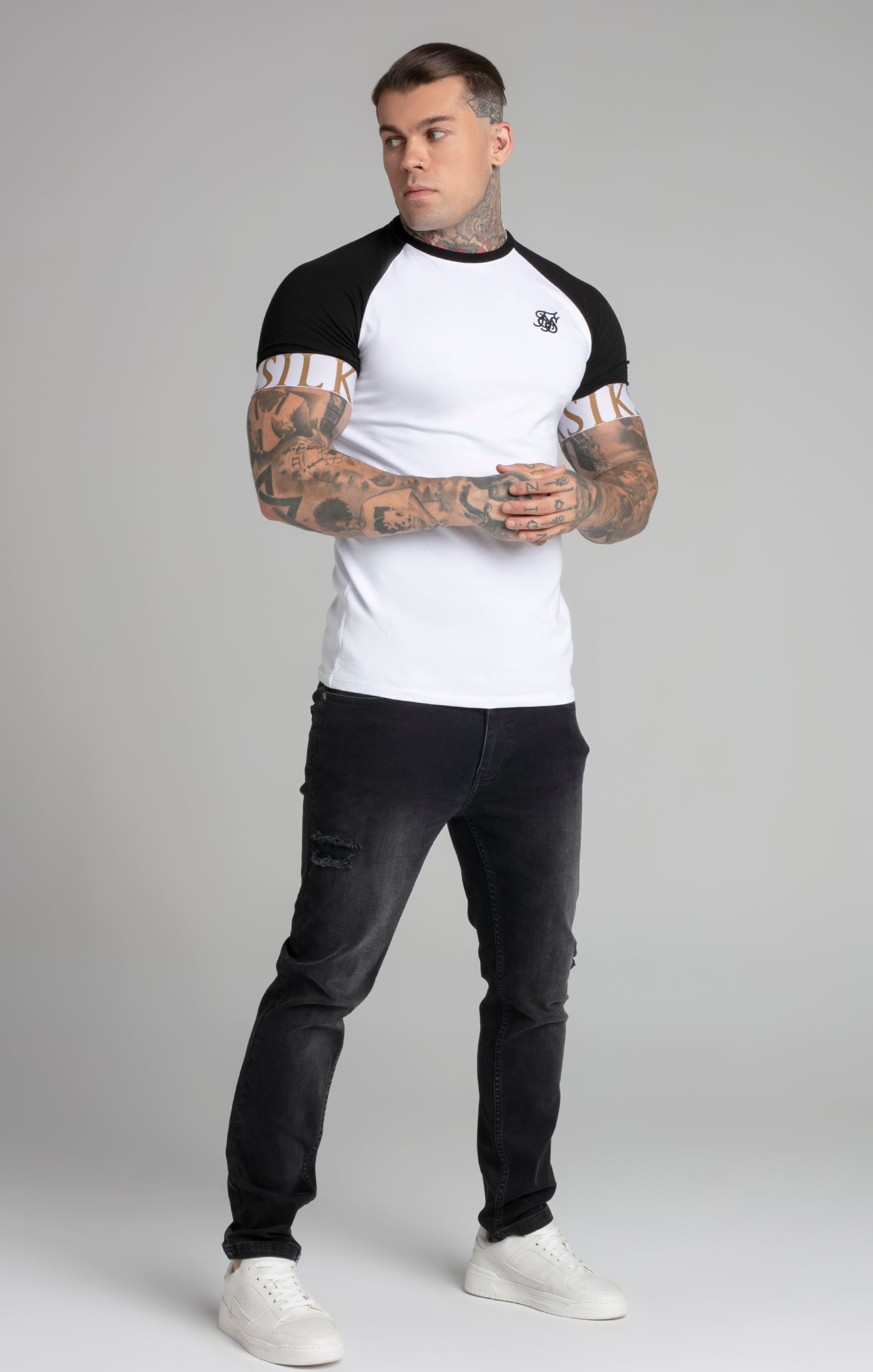 Tech T-Shirt in White-Black T-Shirts SikSilk   