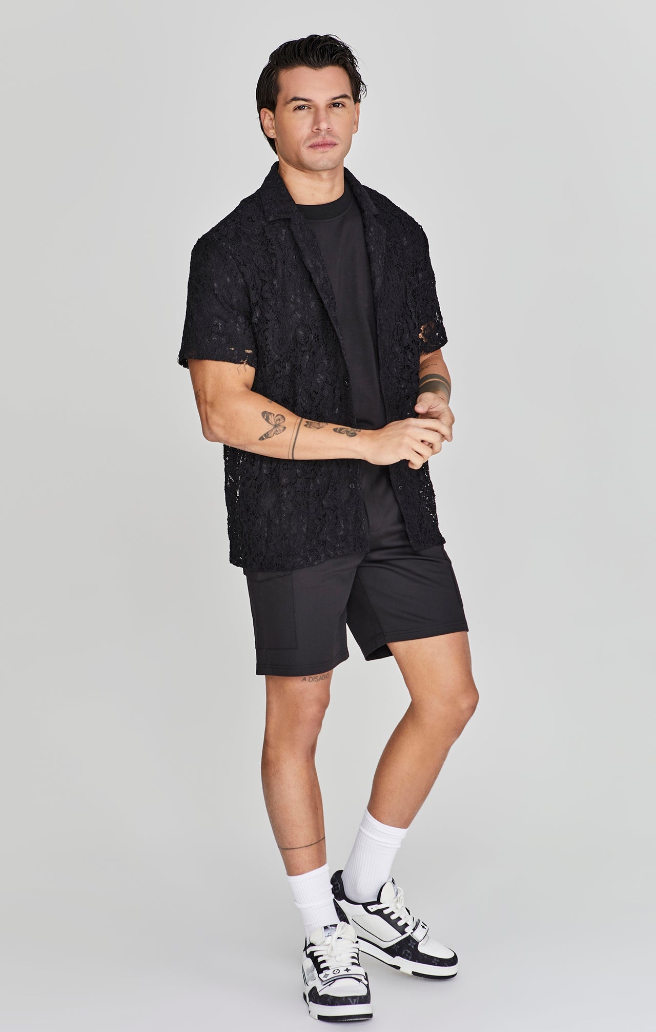 Lace Resort Shirt in Black Hemden SikSilk   