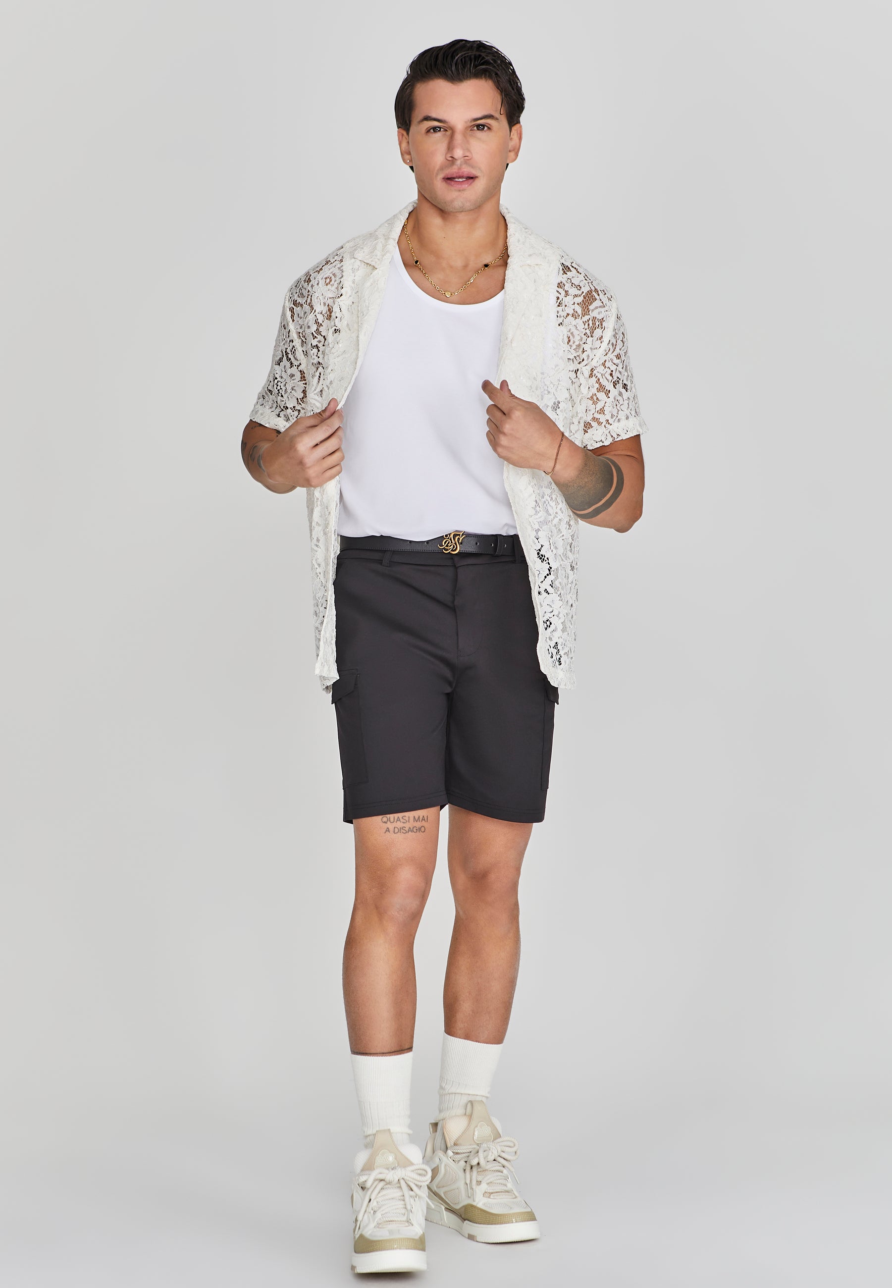 Lace Resort Shirt in Ecru Hemden SikSilk   