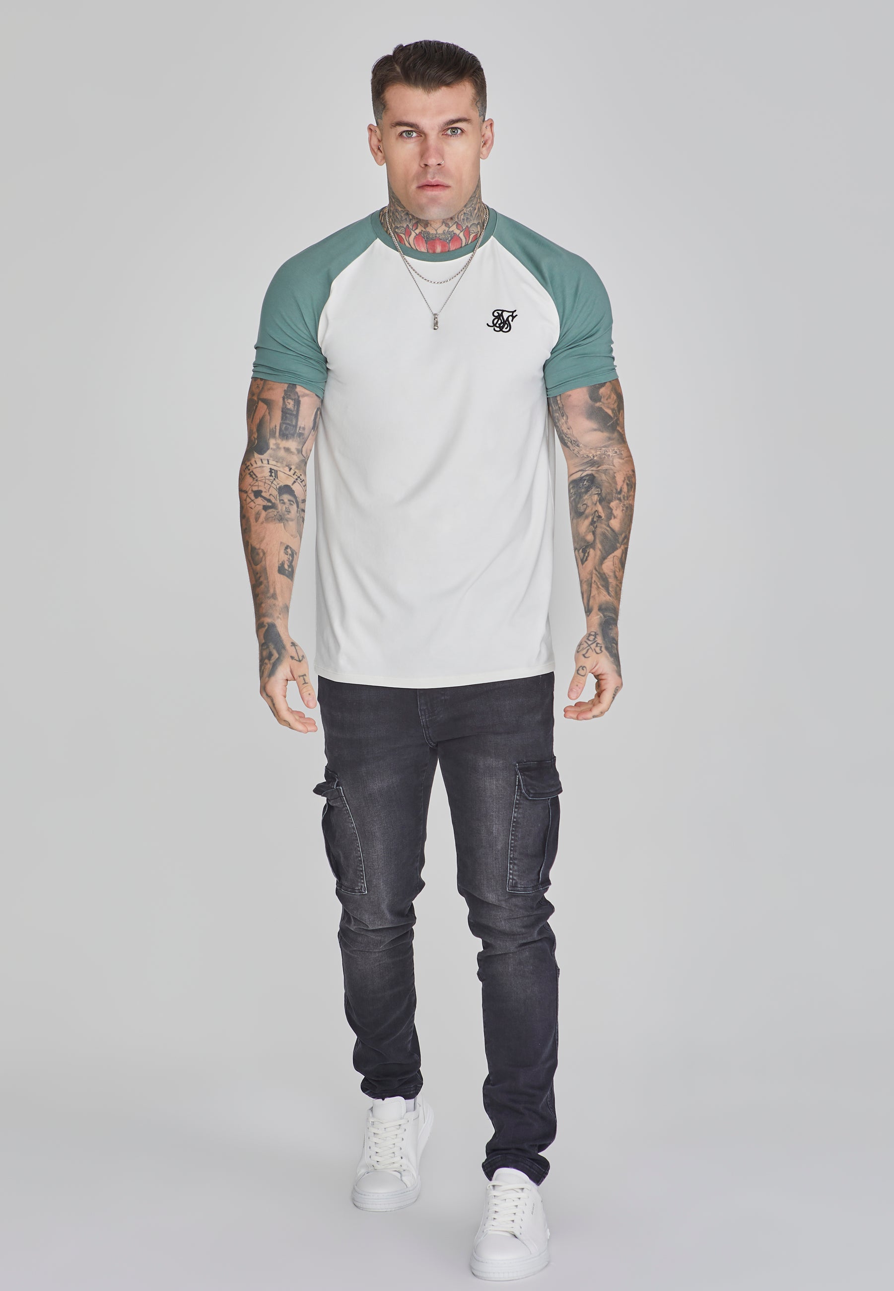 Raglan T-Shirt in Ecru/Green T-Shirts SikSilk   