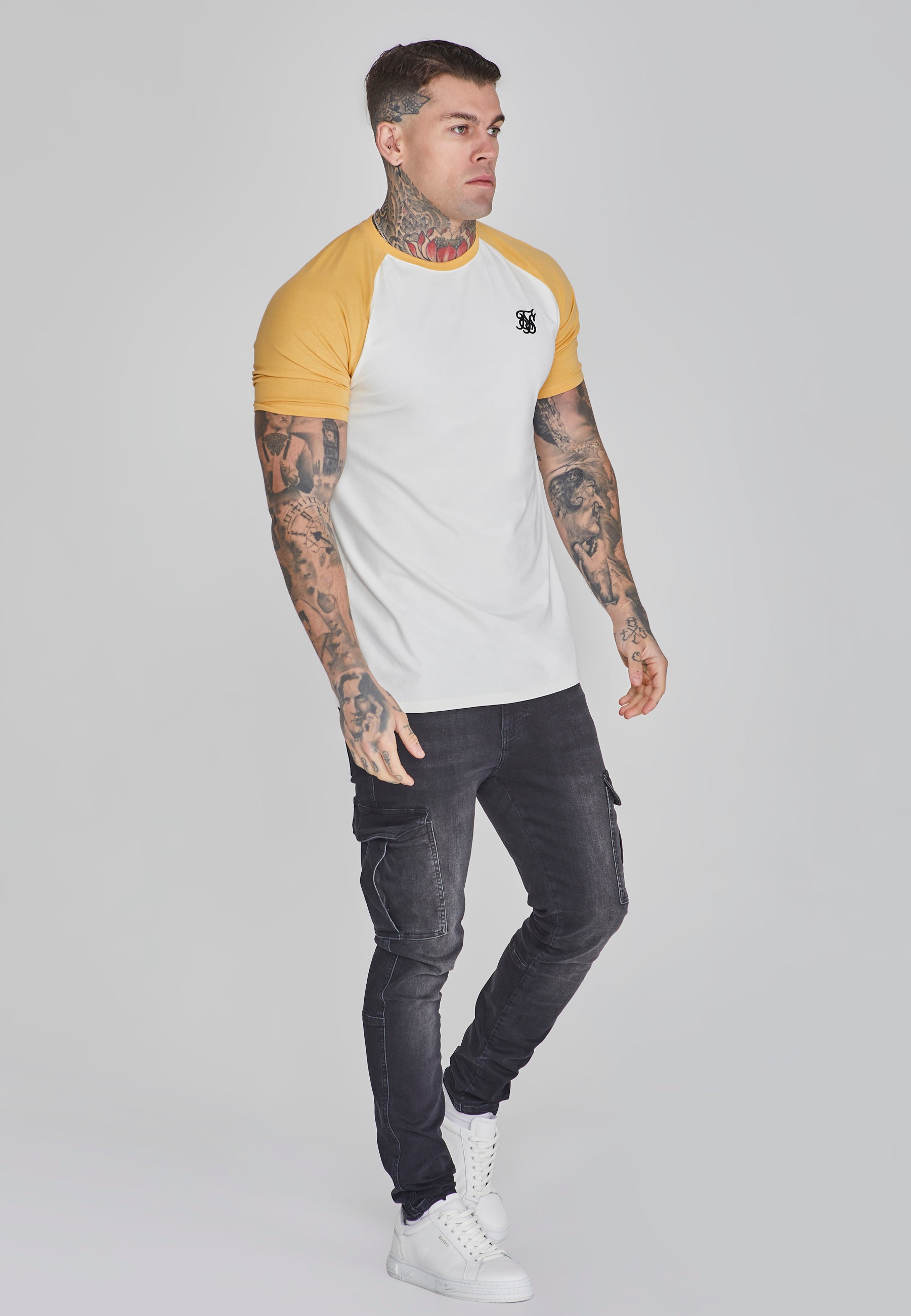 Raglan T-Shirt in Ecru/Yellow T-Shirts SikSilk   