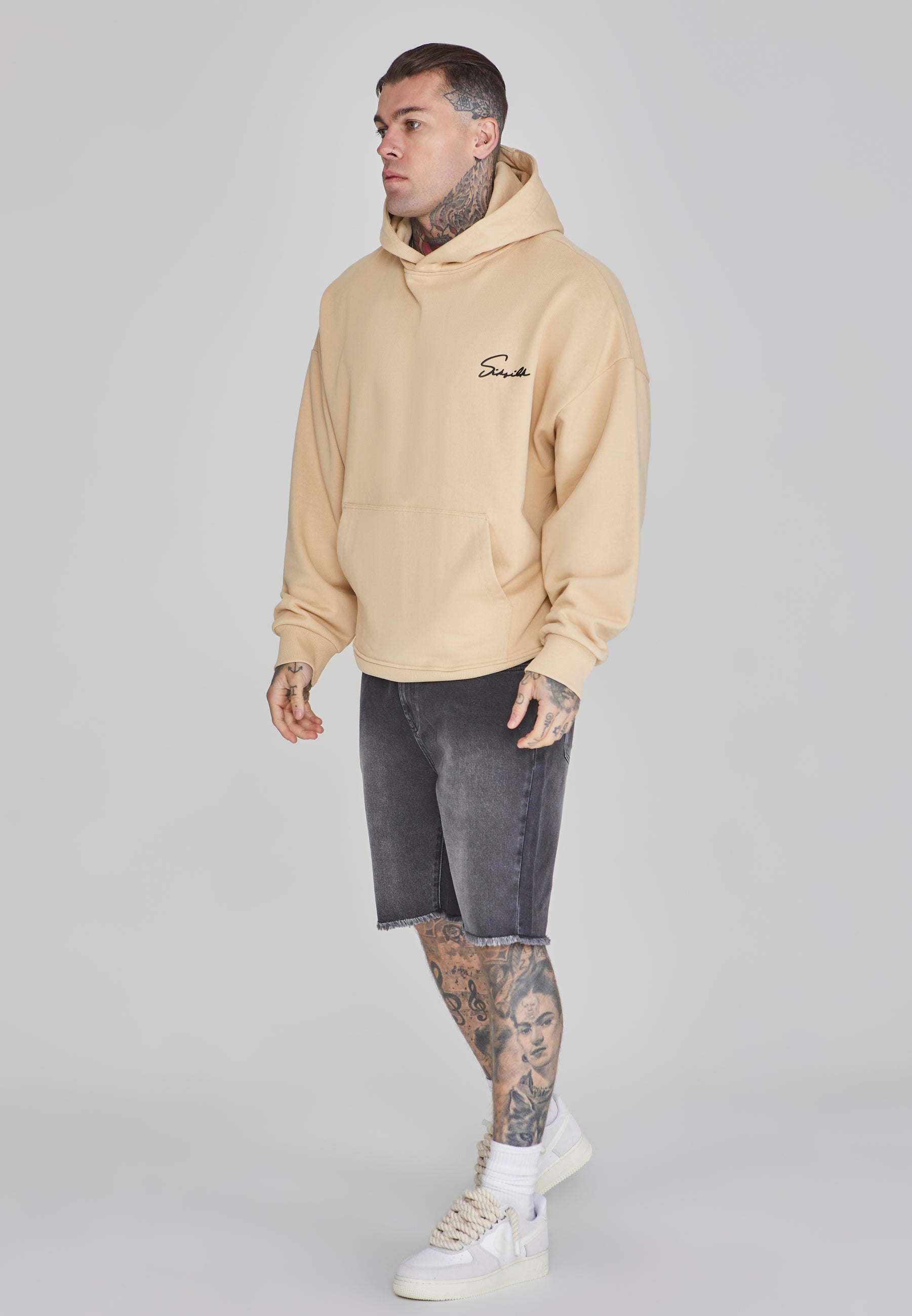 Script Hoodie in Beige Kapuzenpullover SikSilk   