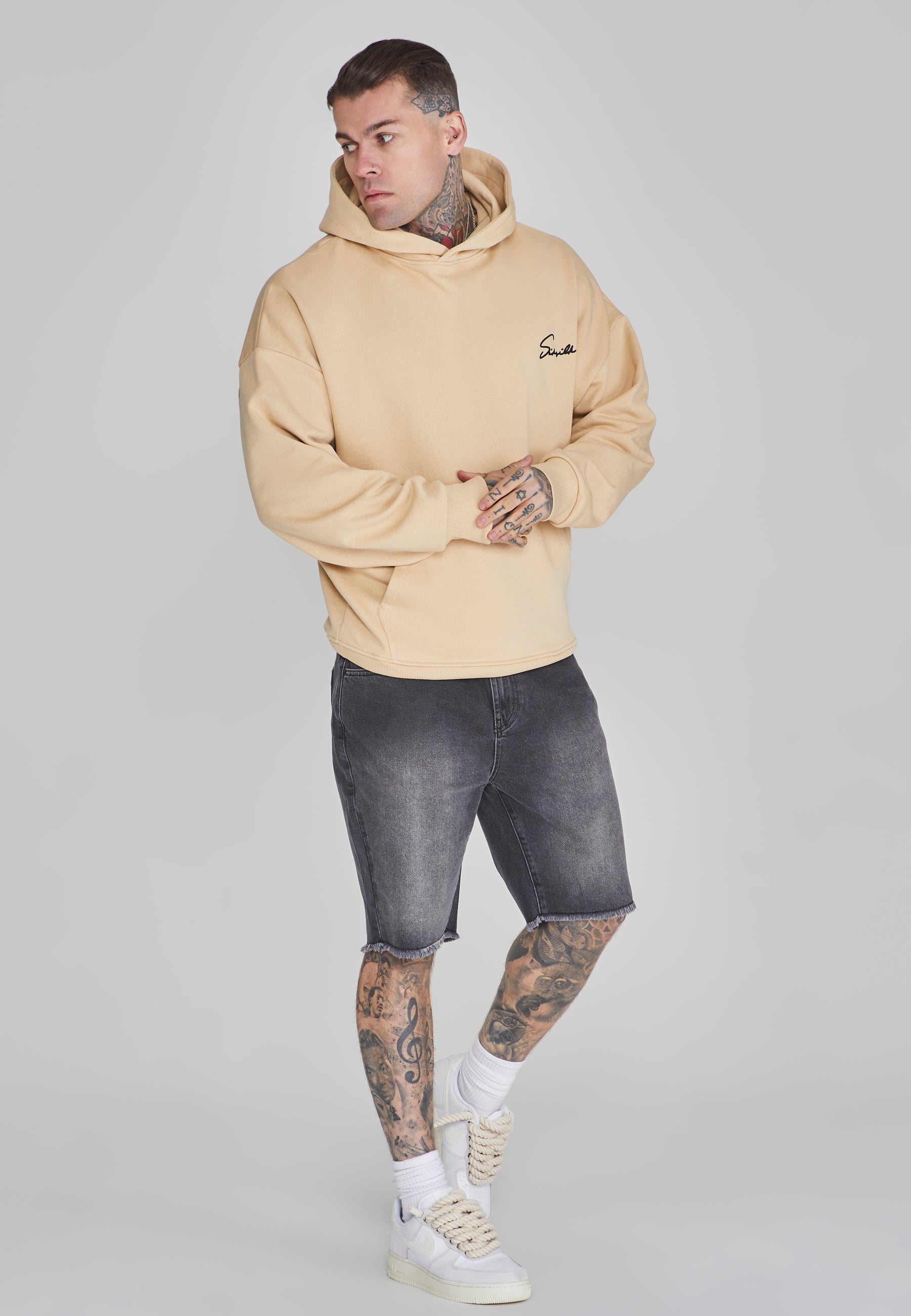 Script Hoodie in Beige Kapuzenpullover SikSilk   